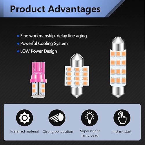 Miniatura 3 de jeseny Paquete de 24 bombillas LED para automóvil, T10 de 1.220in, 1.654in, luces interiores de festón, utilizadas para luces interiores de