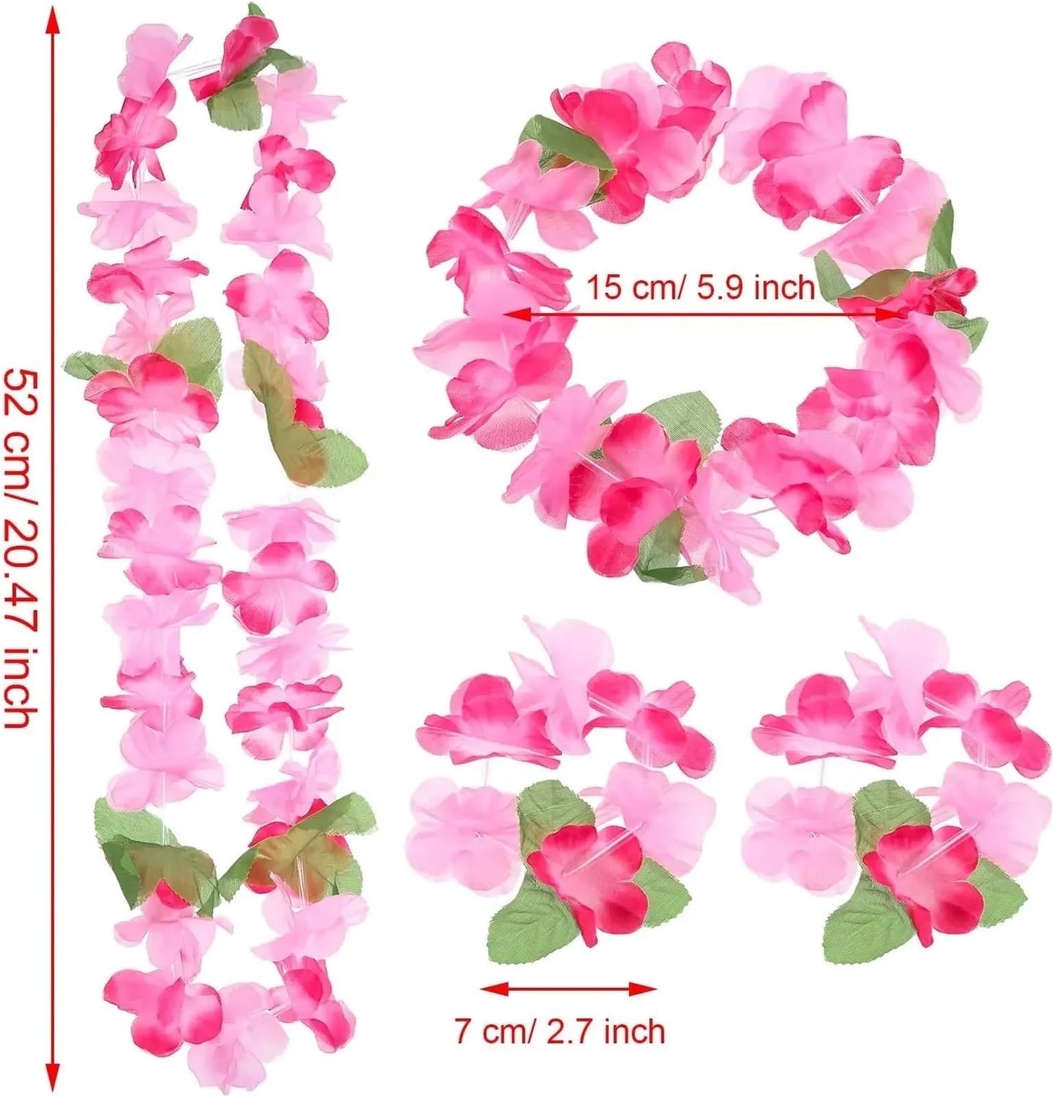 48 Stück Hawaiiketten, Luau-Partydekorationen, Hawaii-Blumenkranz, Girlande, Halskette, Leis for Luau-Party, Tropische Sommerhochzeit Für Kinder Erwachsene