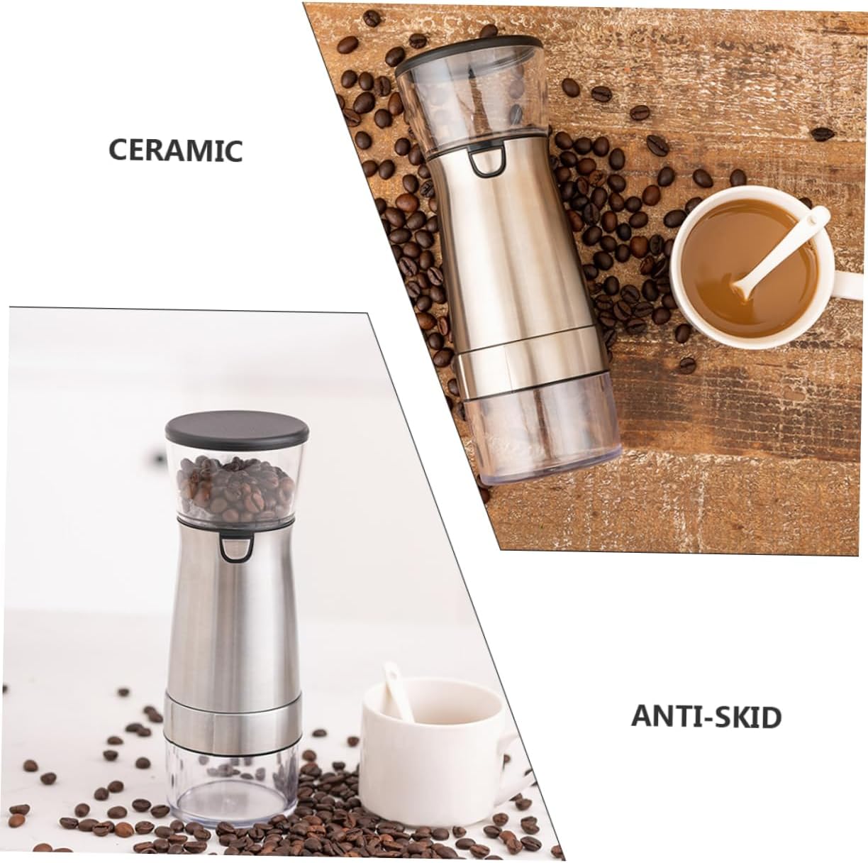 Stainless Steel Electric Coffee Bean Grinder with Usb Rechargeable Battery Compact Design for Household Use Fast and Uniform Grinding Easy to Clean and No Sticking