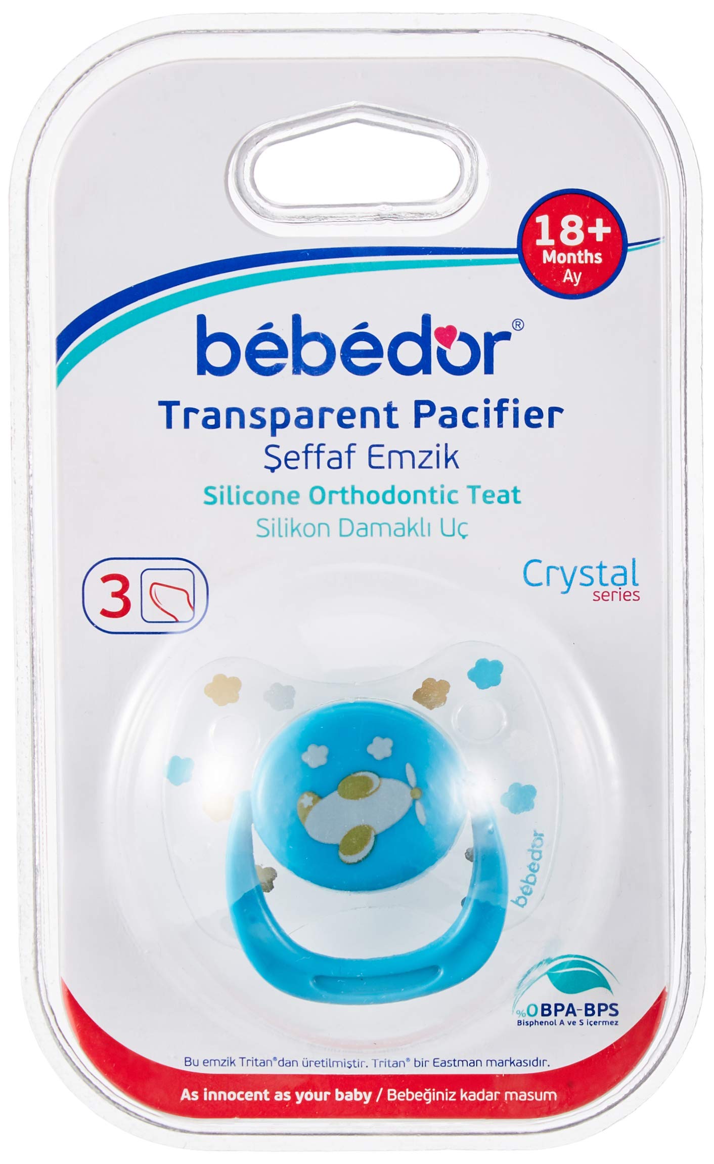 Bebedor 173 Crystal Series Damaklı Yalancı Emzik NO:3, , Pembe, 18 ay ve üzeri