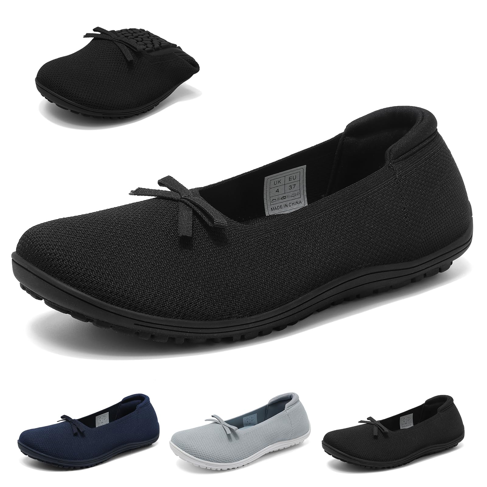 Geweo Barfuß Ballerinas Damen Barfußschuhe Slip On Sommerschuhe Breite Füße Atmungsaktiv Waschbare Herausnehmbare Einlegesohle Flache Leicht Flexibel