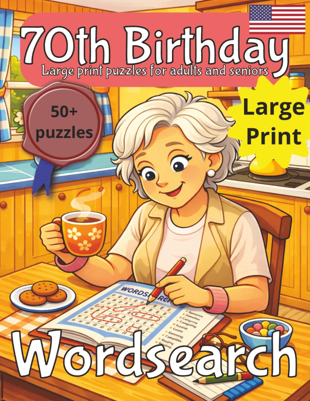 70th Birthday Womens Word Search Puzzle book: 70th Birthday Gift | Gifts for Women | Present for Senior | Present for Grandma | 70 Year old Gift | ... | Large Print | Wordsearch | Gift for Mom