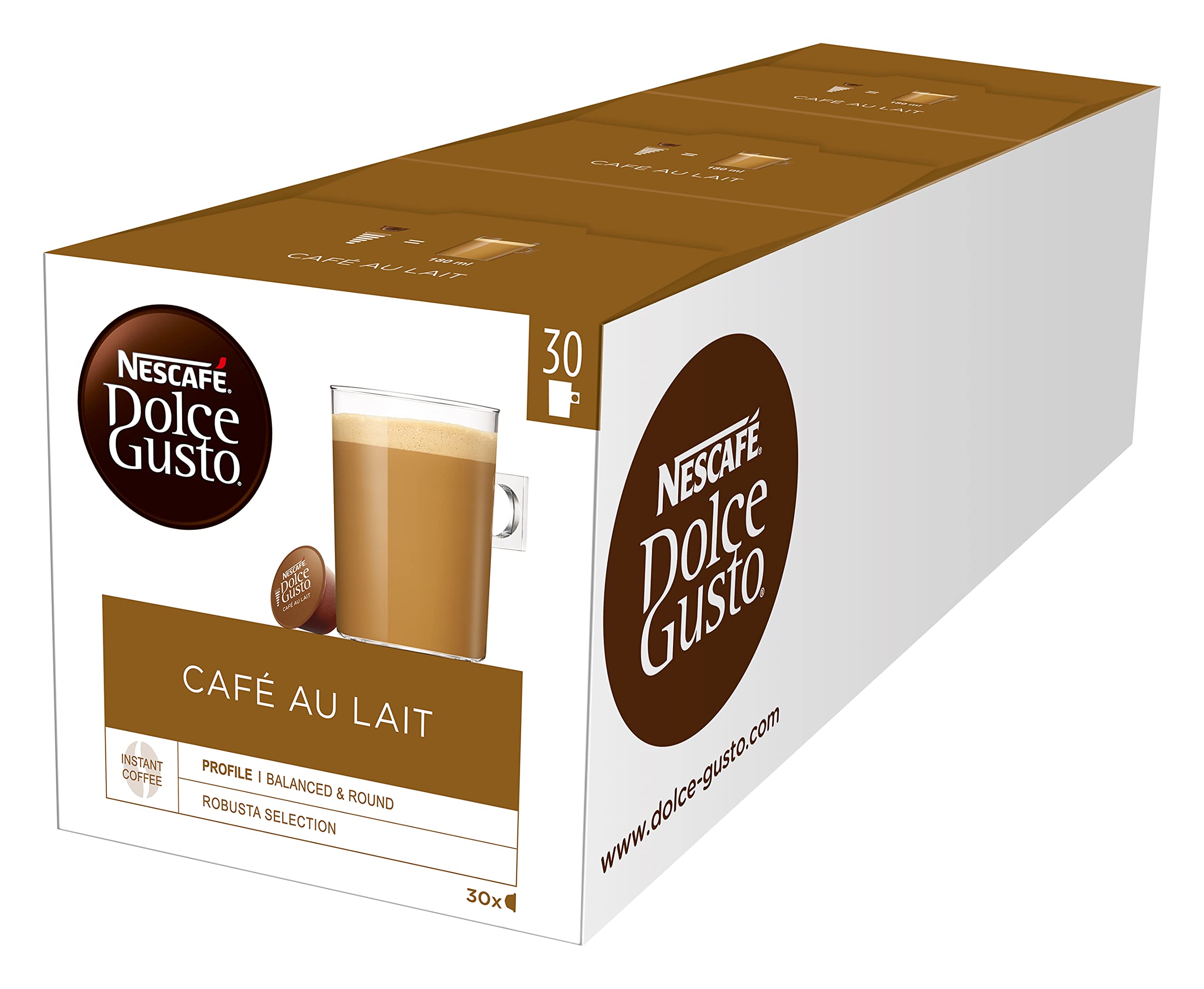 Dolce Gusto NESCAFÉ Cortado - x3 pack de 30 cápsulas - Total: 90 cápsulas & NESCAFÉ Café con Leche o - x3 pack de 30 cápsulas - Total: 90 cápsulas