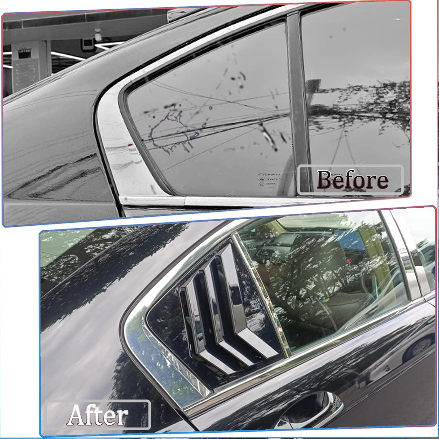 Window Louver，for 8TH Honda Accord 2008 2009 2010 2011 2012, ABS Print Sport Window Decorative Covers, Exterior Trim Accessories - Bright Black