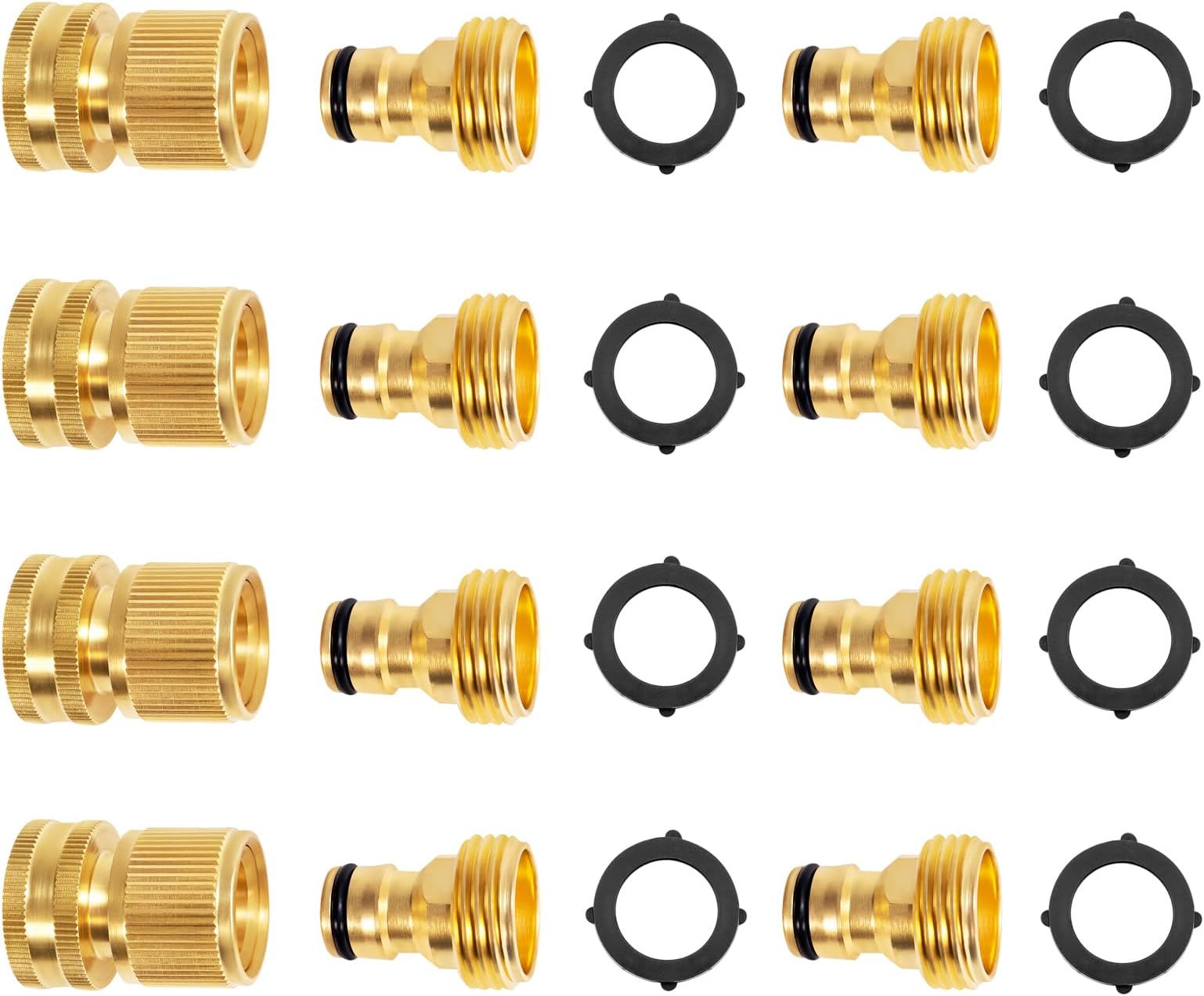 3Sets Garden Hose Quick Connect 3/4 inch GHT Brass Easy