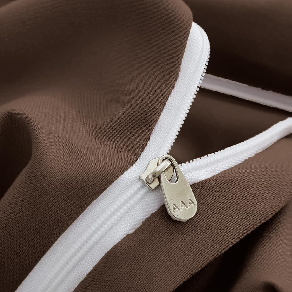 Housse de Couette 240x260 cm Marron Foncé Chocolat Couleur Unie
