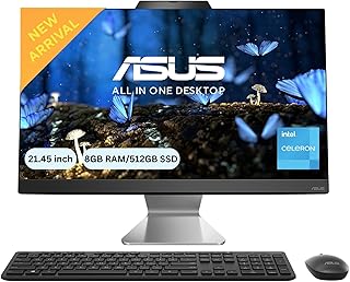 ASUS AIO A3202,21.45" FHD,Intel Celeron 7305, All-in-One PC (8GB/512GB/Windows 11/MS Office 365 Basic (1Year)*/Office 2024/Black/4.84 Kg), with Wireless Keyboard & Wireless Mouse, A3202WBA-BPB006WS