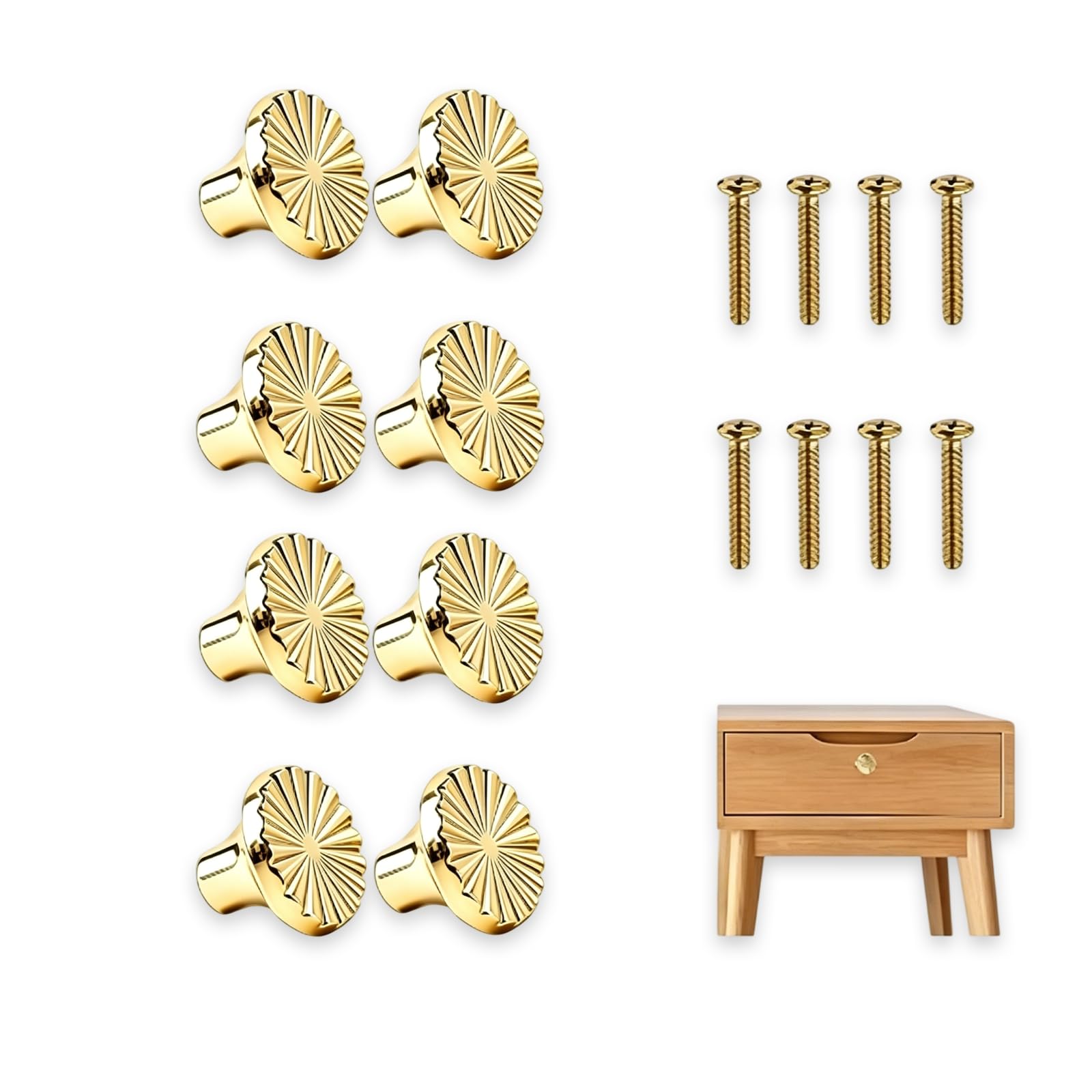 ZPLASK 8Pcs Gold Drawer Knobs, Sturdy and Durable Gold Door Knobs, Elegant and Exquisite Style Round Smooth Drawer Knob, for Cupboard, Furniture, Cabinet and Wardrobe Enhancement