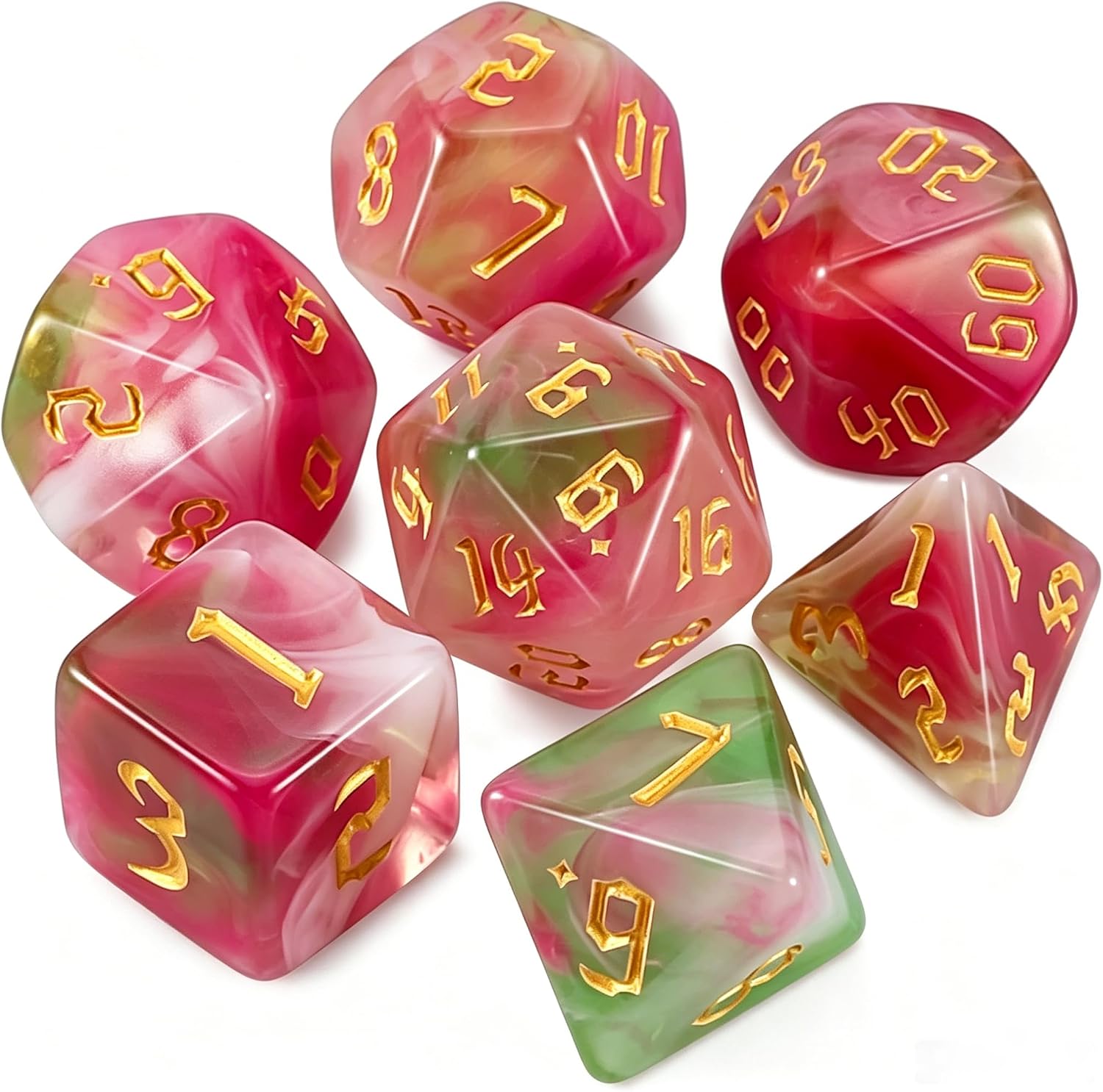 QMAY DND Dice Set - 7Pcs Polyhedral Dice with Dice Bag for D&D Table Game