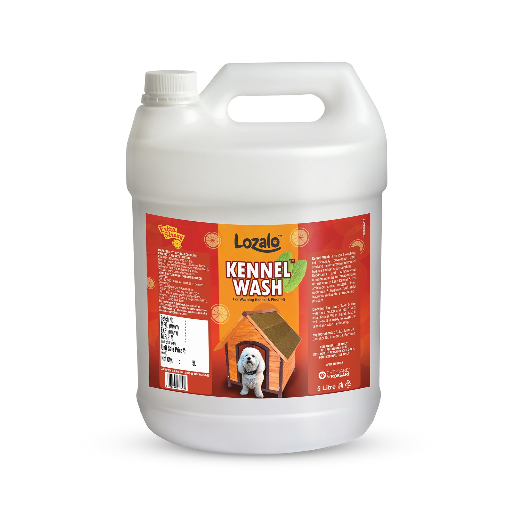 Lozalo Kennel Wash Liquid 5 Litre for Washing Dog Kennel & Flooring, Pet Shops, Veterinary Clinics & Grooming Salons (Red)-image-48