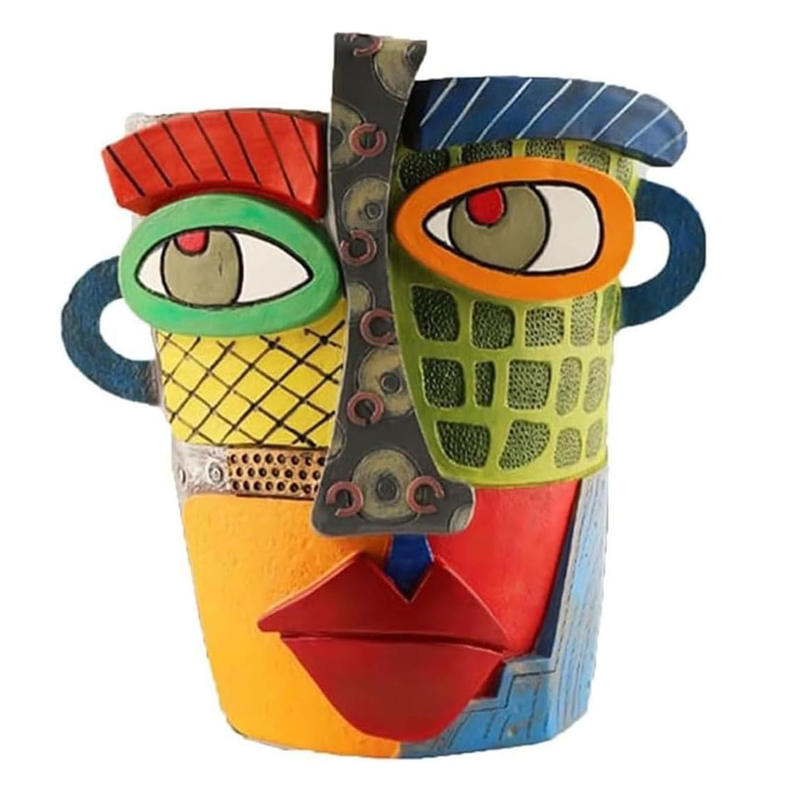 Generic Picasso Brutalist Abstract Beauty Face Flower Pot Acolorful Art Resin Handmade Face Planters Pots Head for Home Art Decor Balcony Ornaments (Modern), RCZED152