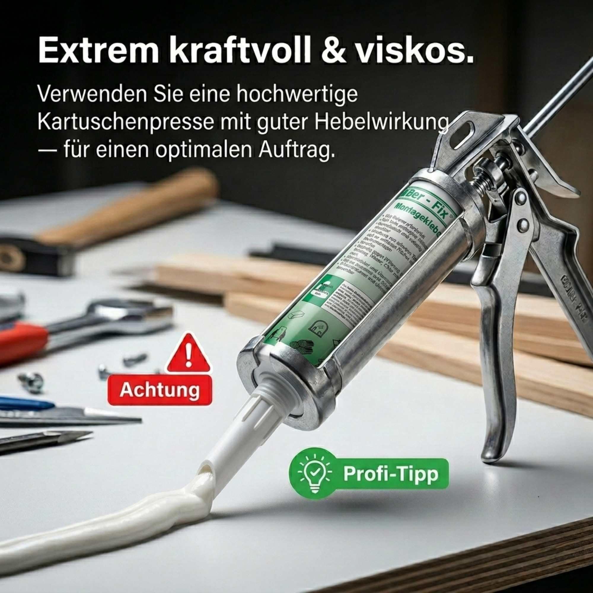 Ber-Fix Montagekleber nur Kleber extra stark weiß 12er Pack