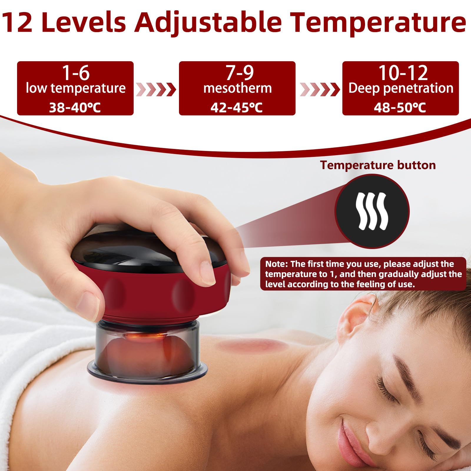 Ventosa eléctrica por infrarrojos,12 Velocidades Inteligentes Ventosas Fisioterapia con Mando Distancia, Dispositivo Eléctrico Guasha Masajeador al Vacío pour Reduce el Dolor Muscular, 2 Pcs
