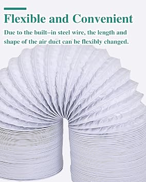 Dryer Vent Hose Flexible Dryer Ducting Tube Air Duct 20 23 26 33ft, Dryer Vent Hose for Tight Space, Cloth Dryer Exhaust Tail Pipe Through Wall(7m(275/23ft),115mm(4 1/2))
