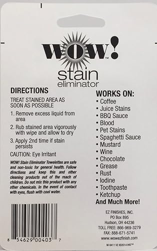 Miniatura 2 de WOW! Toallitas eliminadoras de manchas y eliminadoras de manchas, toallas empaquetadas individualmente, paquete de 5