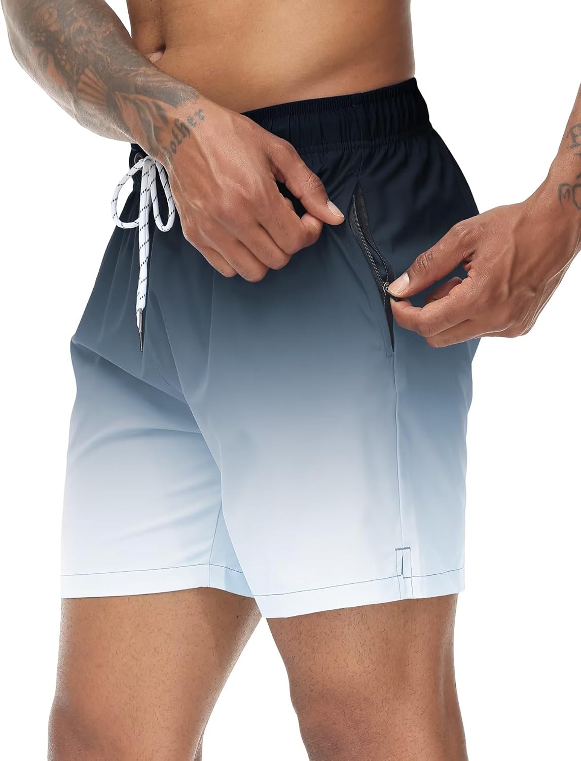 Tyhengta Men's Swim Trunks Quick Dry Bathing Suit Shorts with Zipper Pockets and Mesh Lining