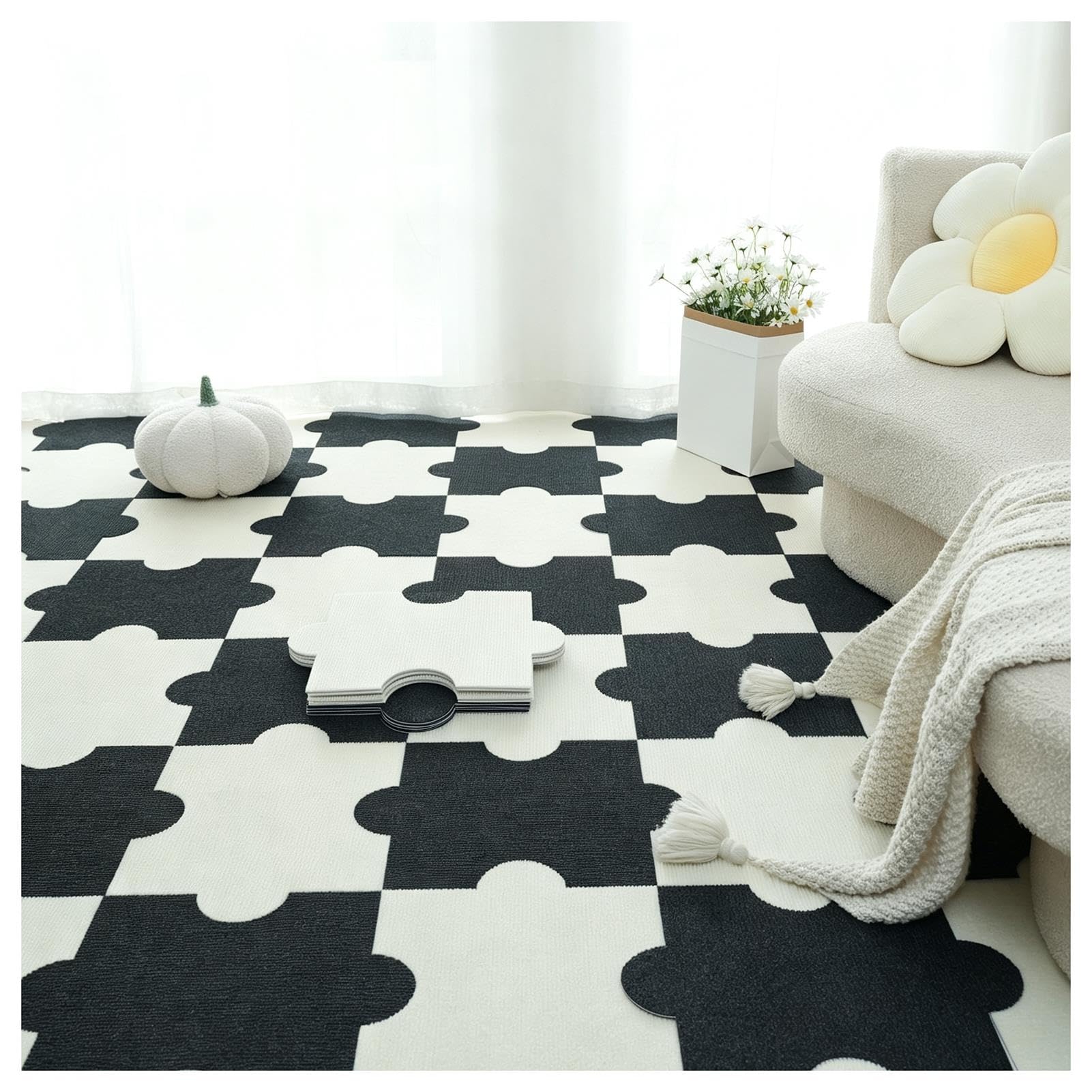 Tapis De Puzzle À Emboîtement De Carreaux De Sol en Mousse 11,8 "x 11,8"