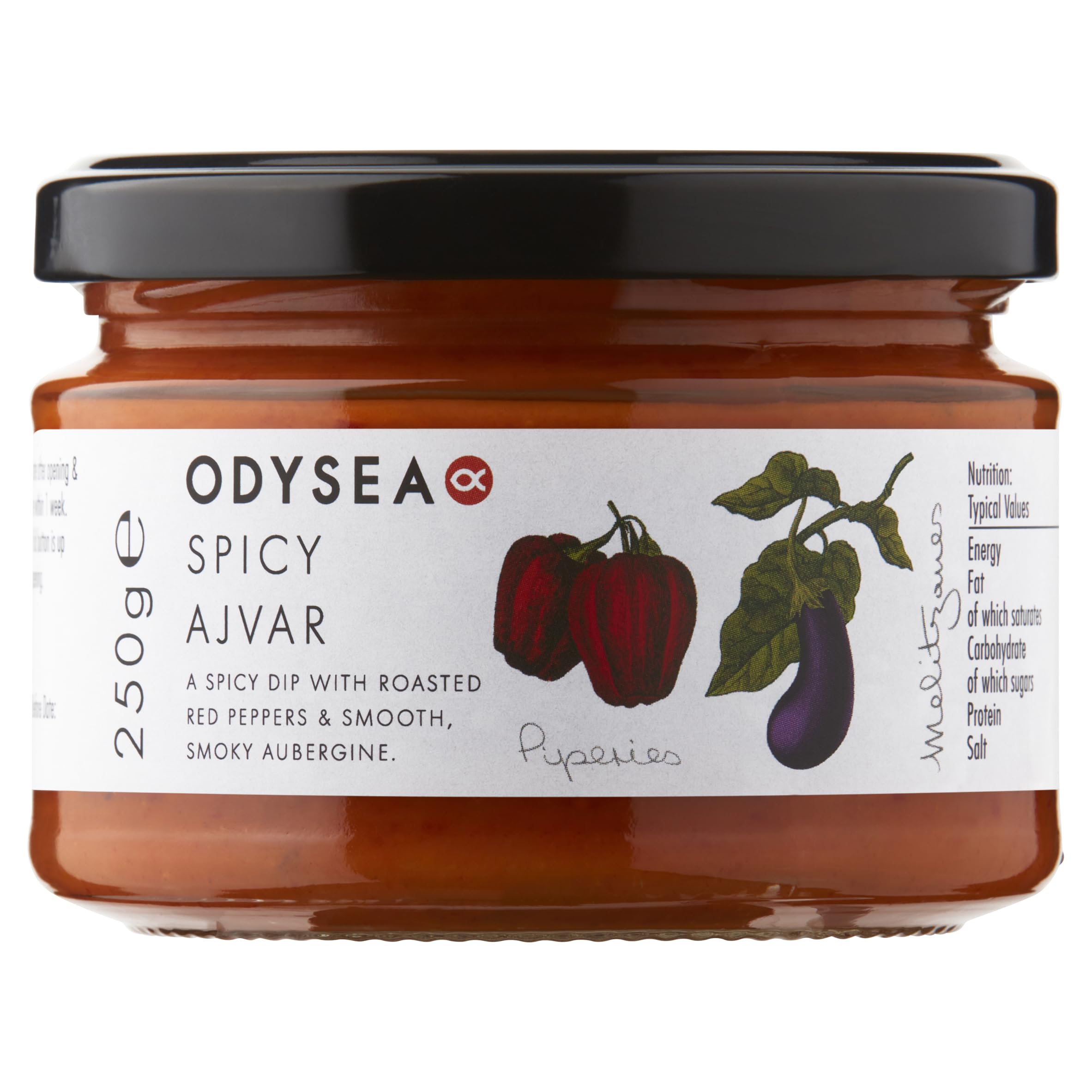 Odysea Spicy Ajvar, Roasted Red Pepper and Aubergine Spicy Dip, 265g