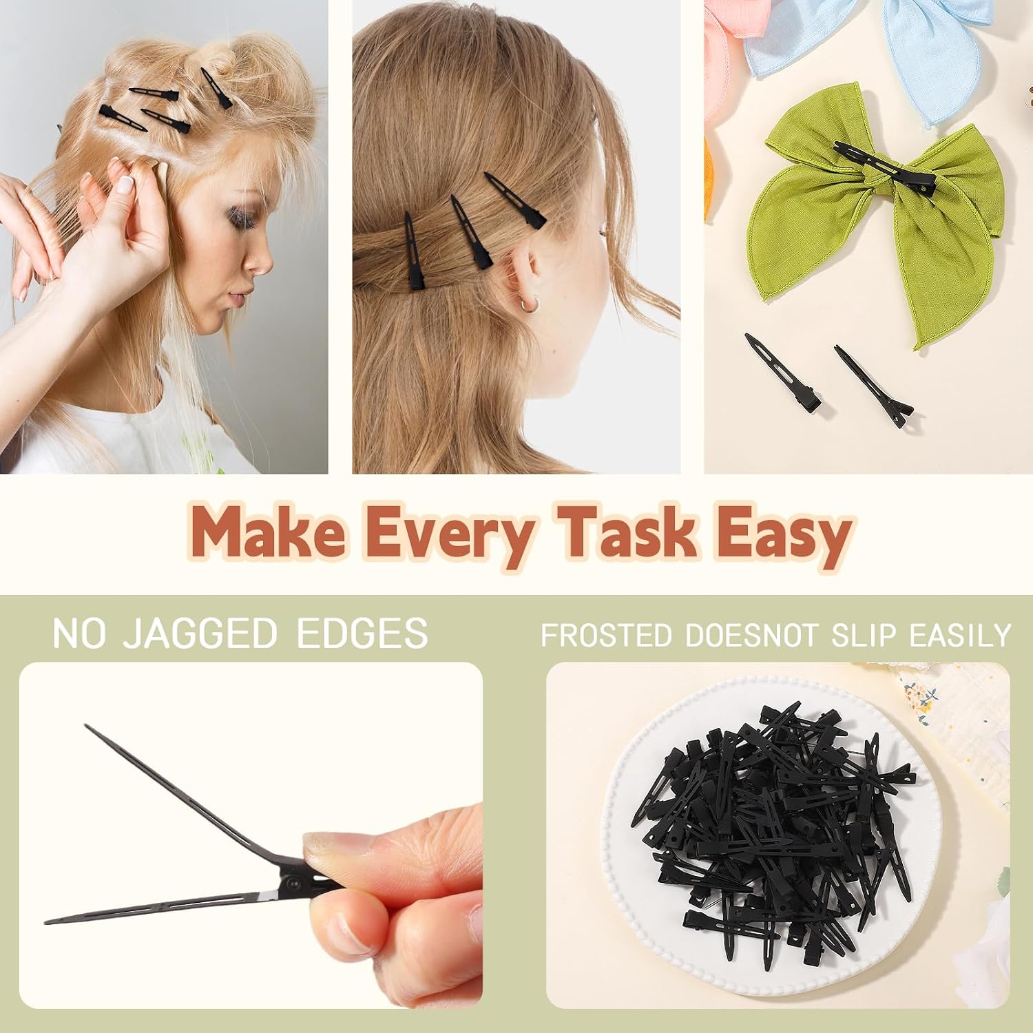 Choicbaby 80 PCS Duck Clips for Hair 2.2 Inch Black Hair Clips Metal Duckbill Clip Hair Clips for Pin Curls Hair Accessories for Women Hair Styling Clips image 2