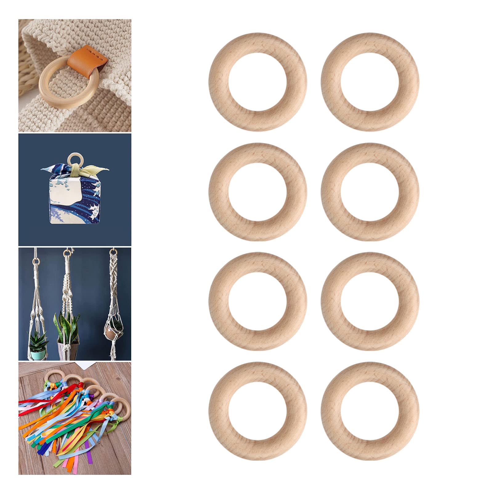 30 Prozent Buchenholzholzringe, unvollendete Ringe, Kreisringanhänger für Schmuckherstellung Handwende Makrameen Vorräte (6cm)