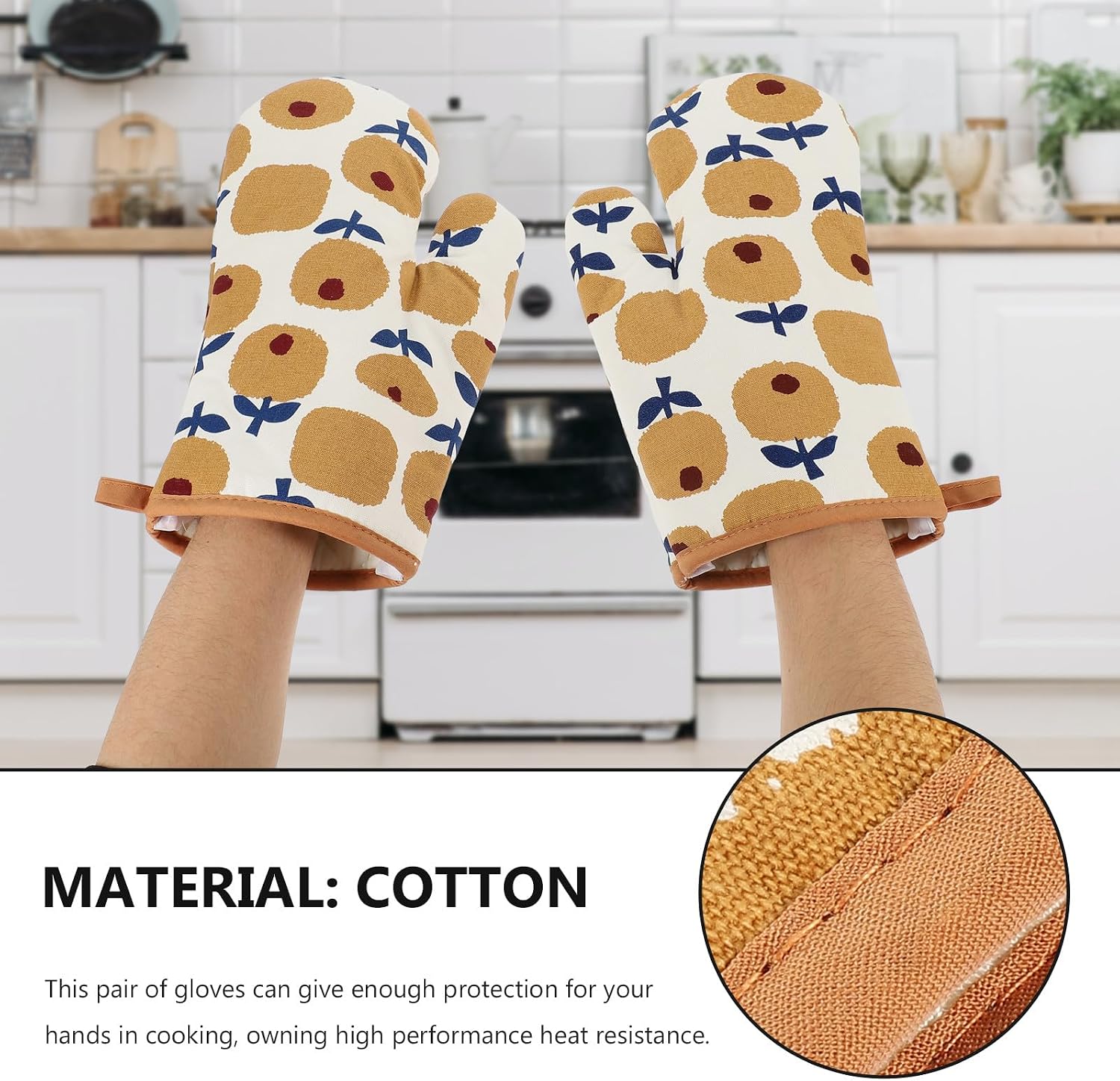 Heavy Duty Oven Mitts Heat Resistant Kitchen Gloves, Thickened Insulated Microwave Gloves, 2-Pair Set for Baking and Cooking Safety