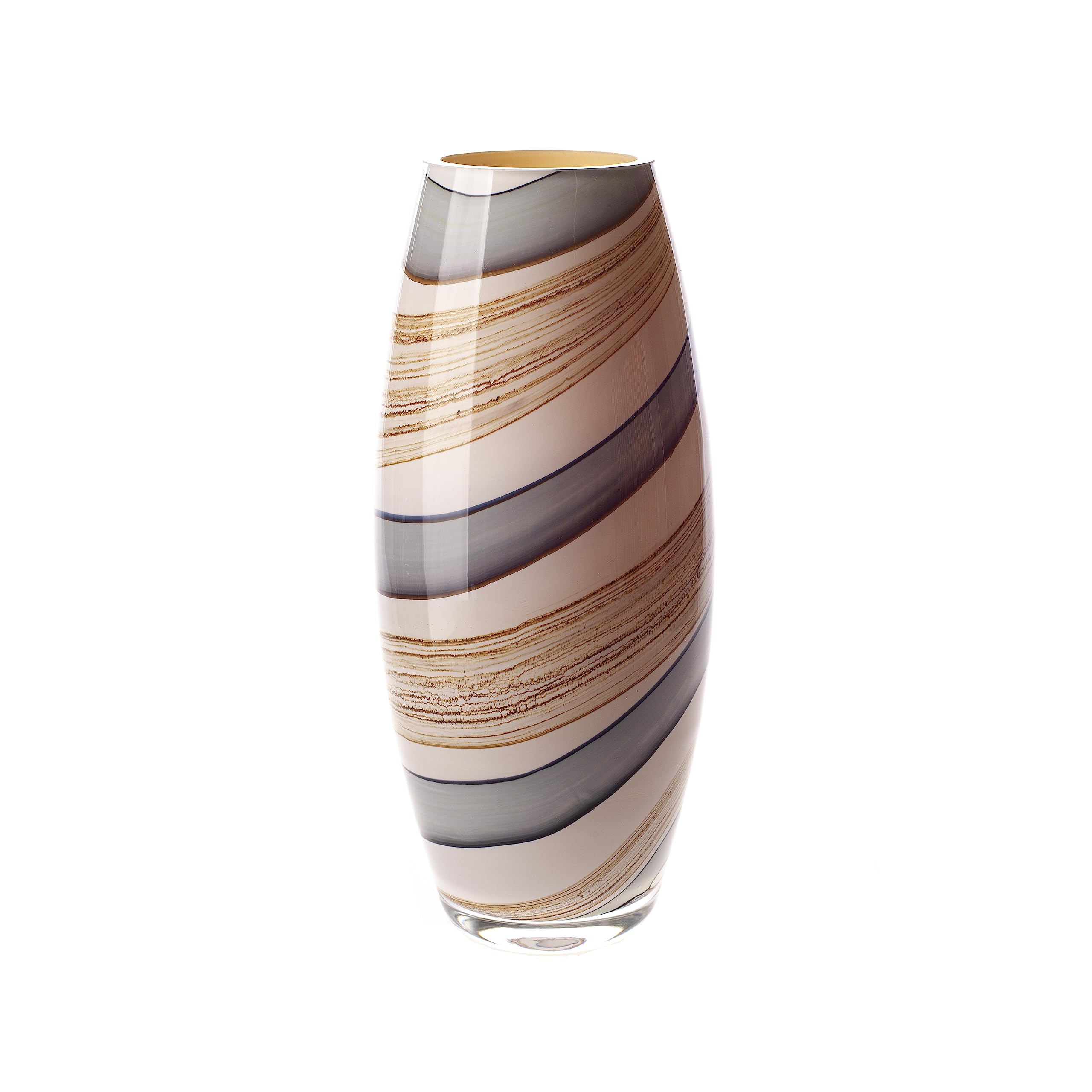 Amelia Art Glass Sage, Cream, Brown Small Taper Vase In Smoked Meadows (H-25Cm)