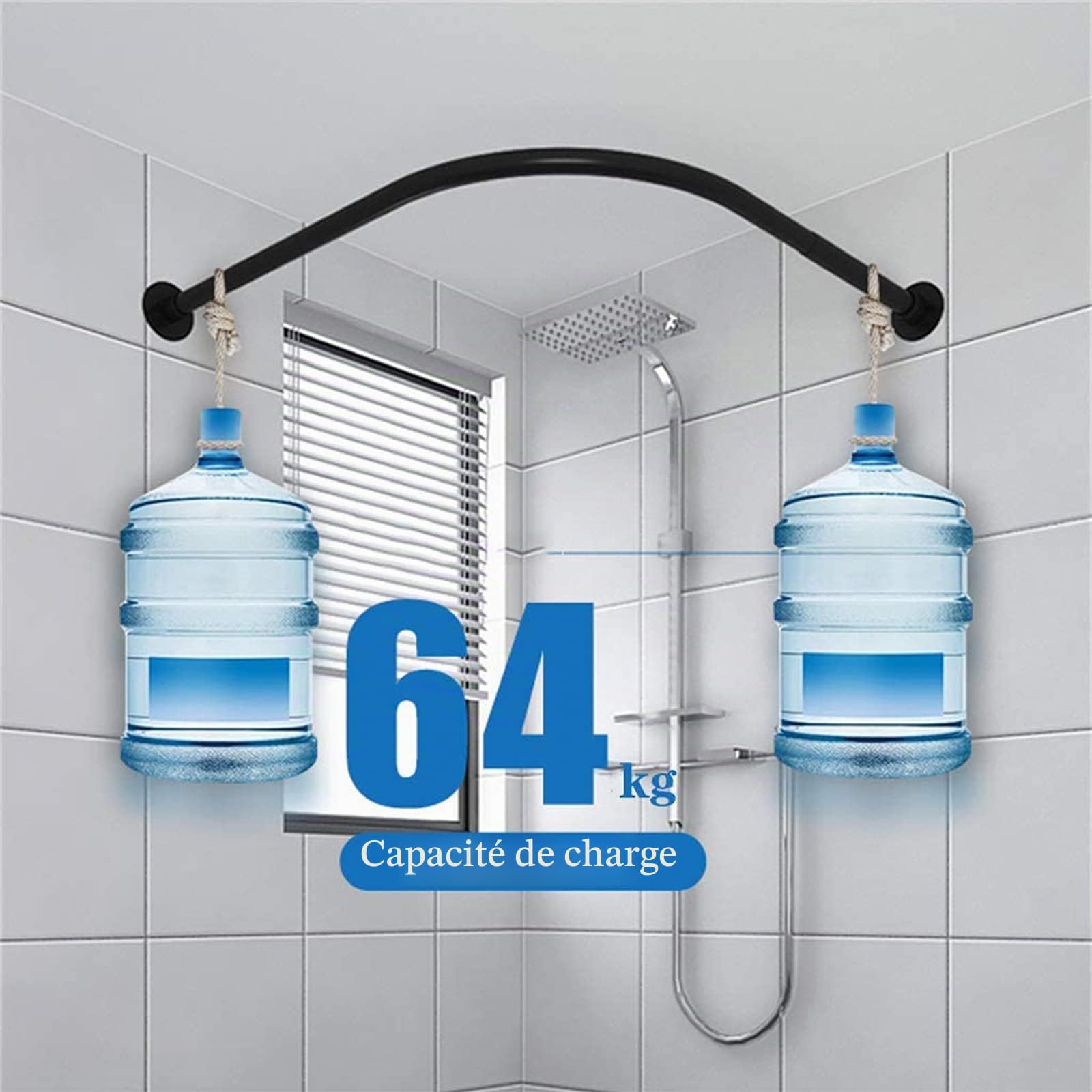 Barre De Douche Extensible sans Percage Angle en Forme De L,RéGlable Tringle De Rideau De Douche Courbé d'angle Bain Baignoire Acier Inoxydable(Size:60-80cm*60-80cm)