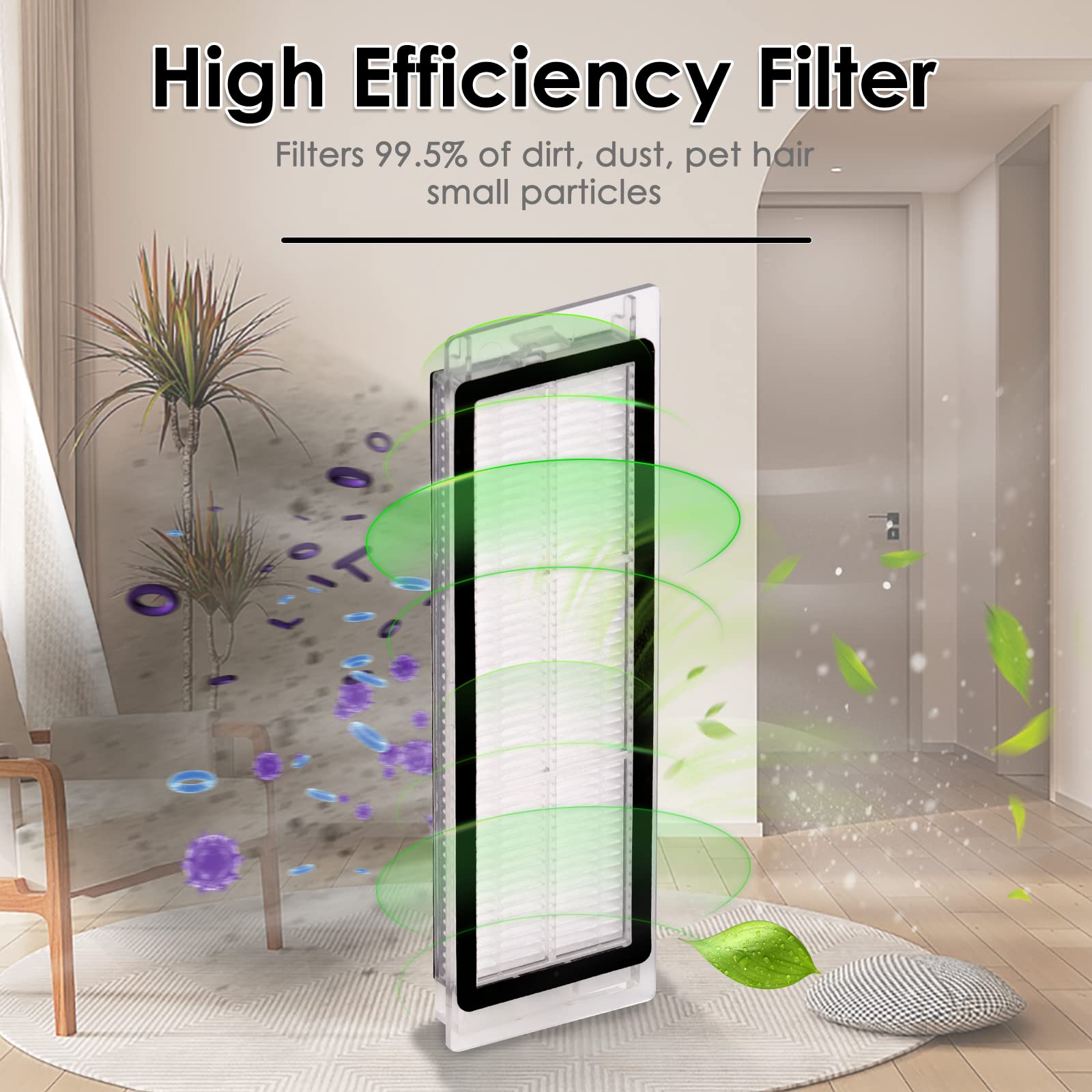 (12 Pack) HEPA Filter Compatible With Roborock S6 Pure S6 E4 S4 Max S6 MaxV S5 S5 Max S4 E2 E3 E4 E5 E20 E25 E35 S50 S65, Robotic Vacuum Cleaner Filter Accessories Kit, Replacement Parts 12 Filters