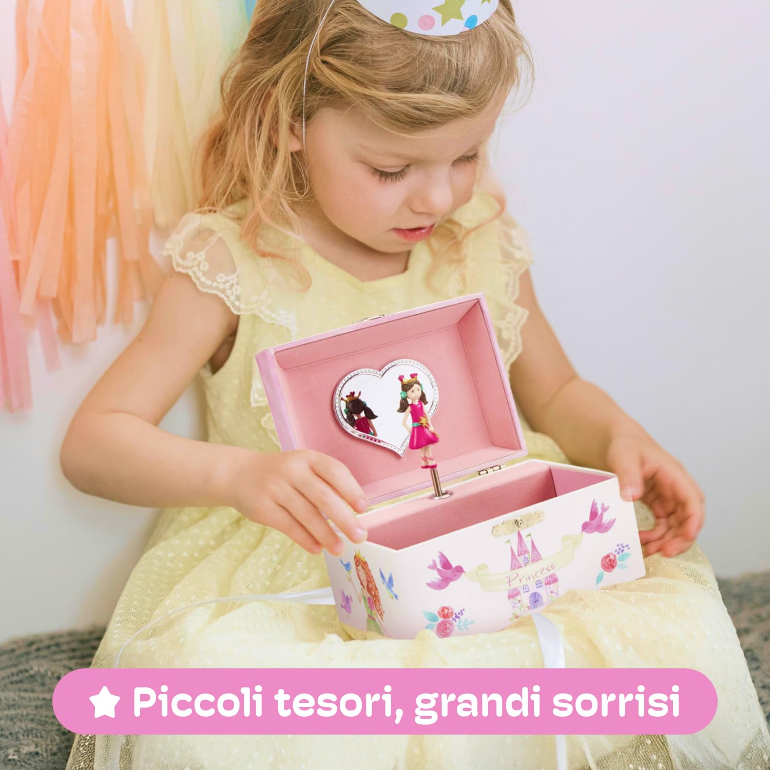 Jewelkeeper - Portagioie Musicale con Principessa delle Fate, Arcobaleno e Dettagli Dorati - Carillon Bambina con Melodia Il Danza della Fata Confetto di Tchaikovsky