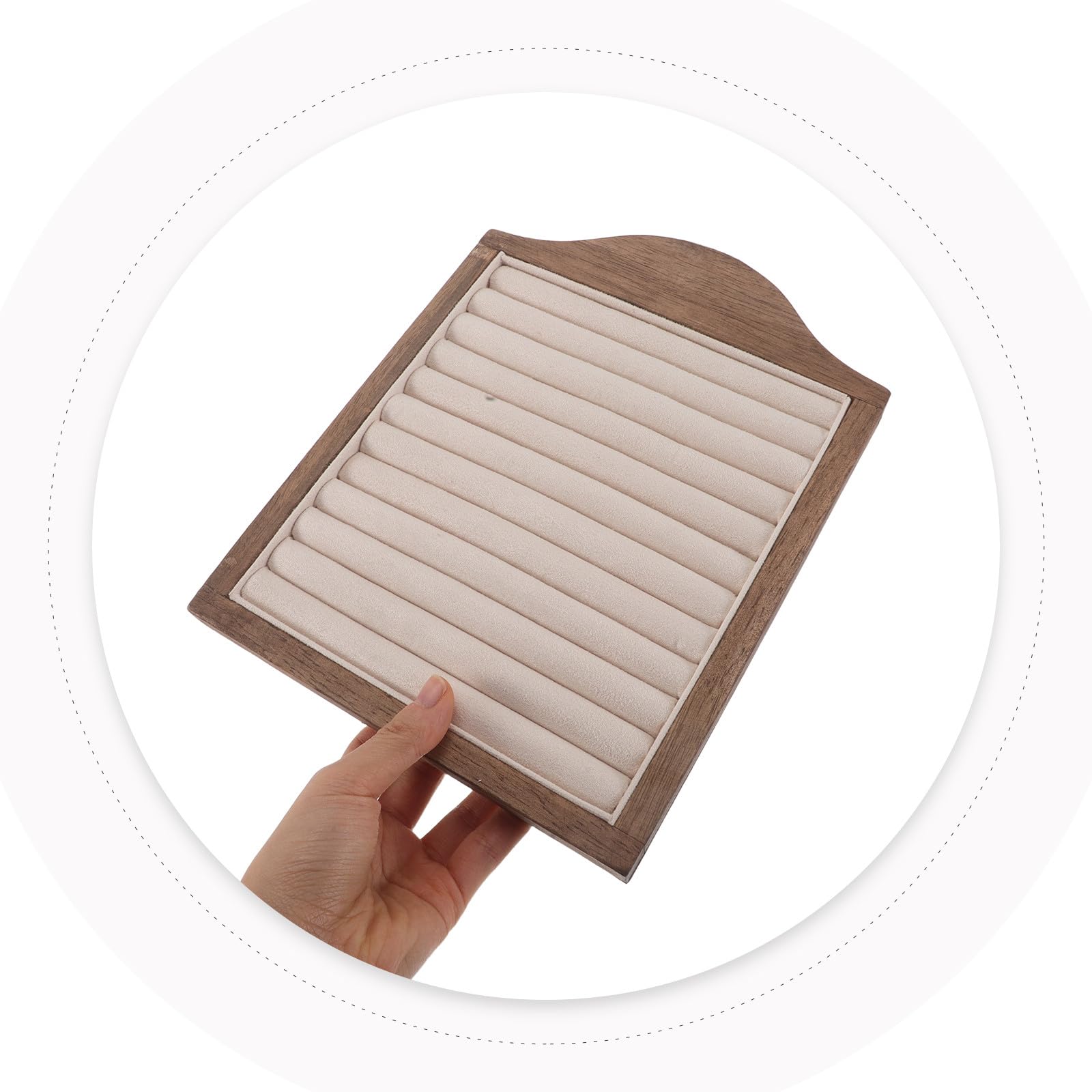 Uonlytech Support de Bague Présentoir à Bagues en Bois Marron, Freestanding