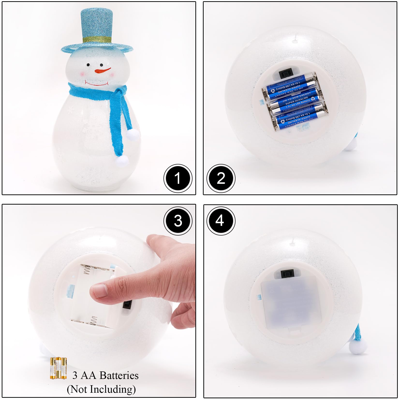Diahom Snowman Decor 12 Inches Light Up Timer Glass Xmas Tabletop Centerpiece Mantel Window Christmas Indoor Decorations