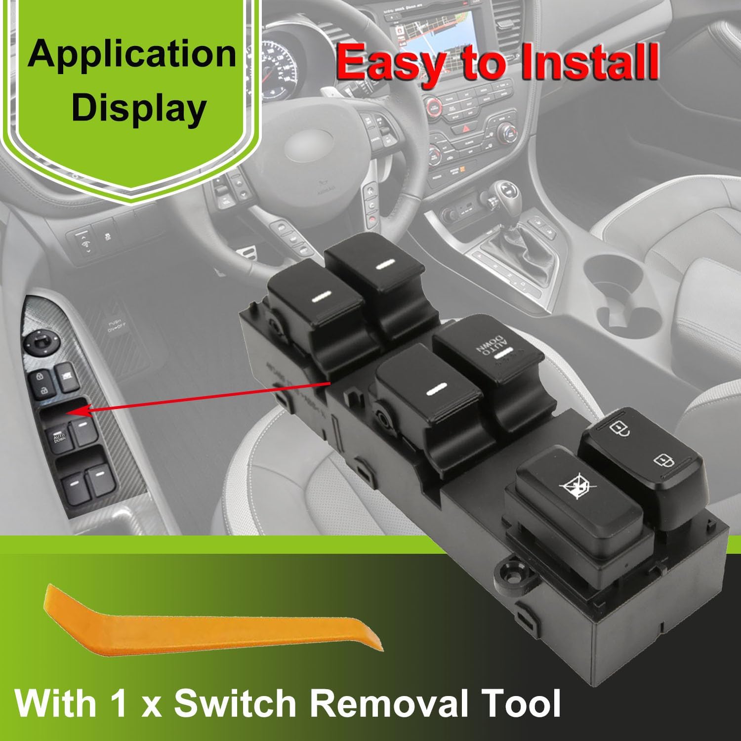 93570-2T000 Front Left Power Control Window Switch Driver Compatible with 2010-2013 Kia Optima Replace# 935702T000, Driver Side Electric Master Window Switch Replacement for Optima 2010 2011 2012 2013