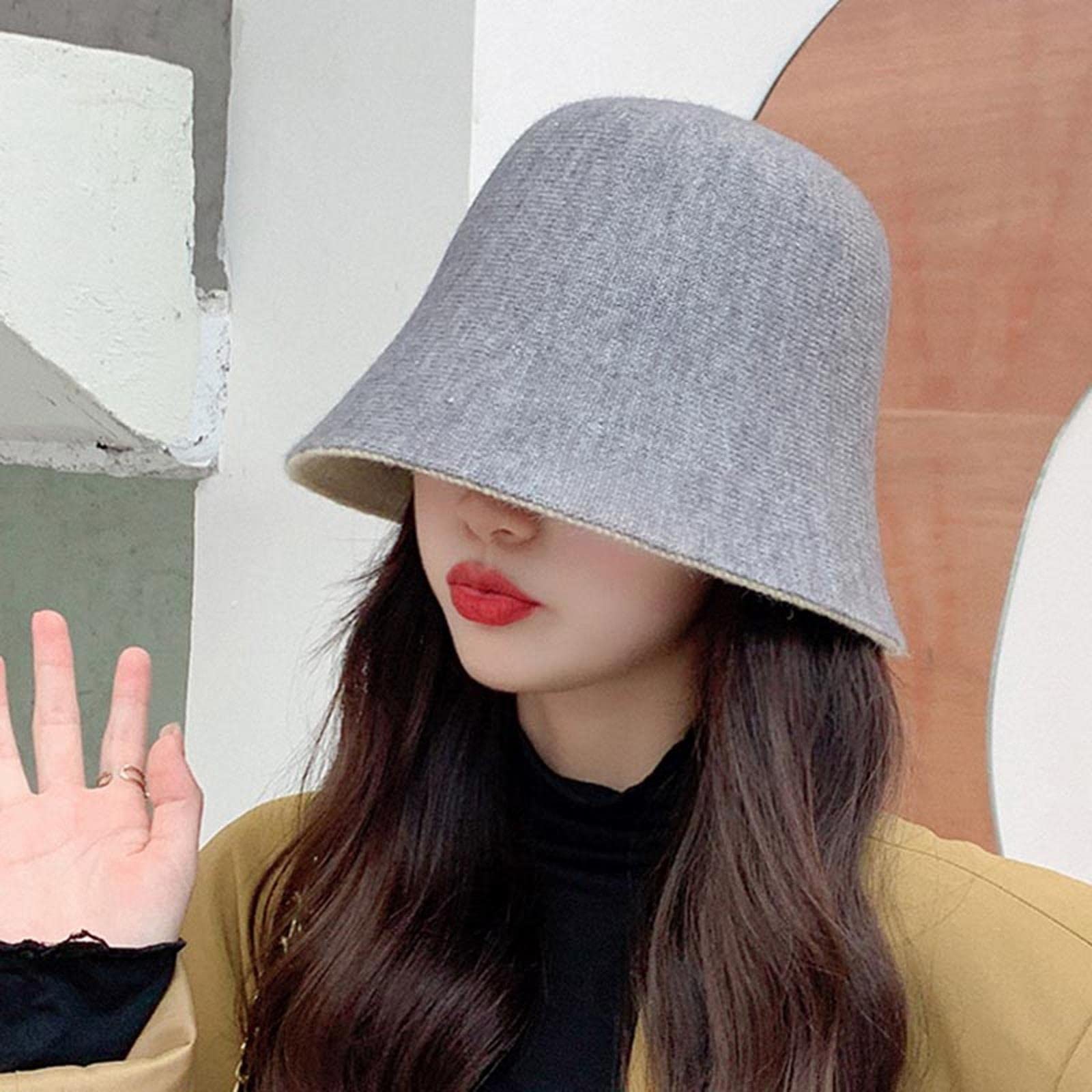 Chapeau bob pour femme multifonction double face solide tricoté chapeau de pêcheur chaud loisirs