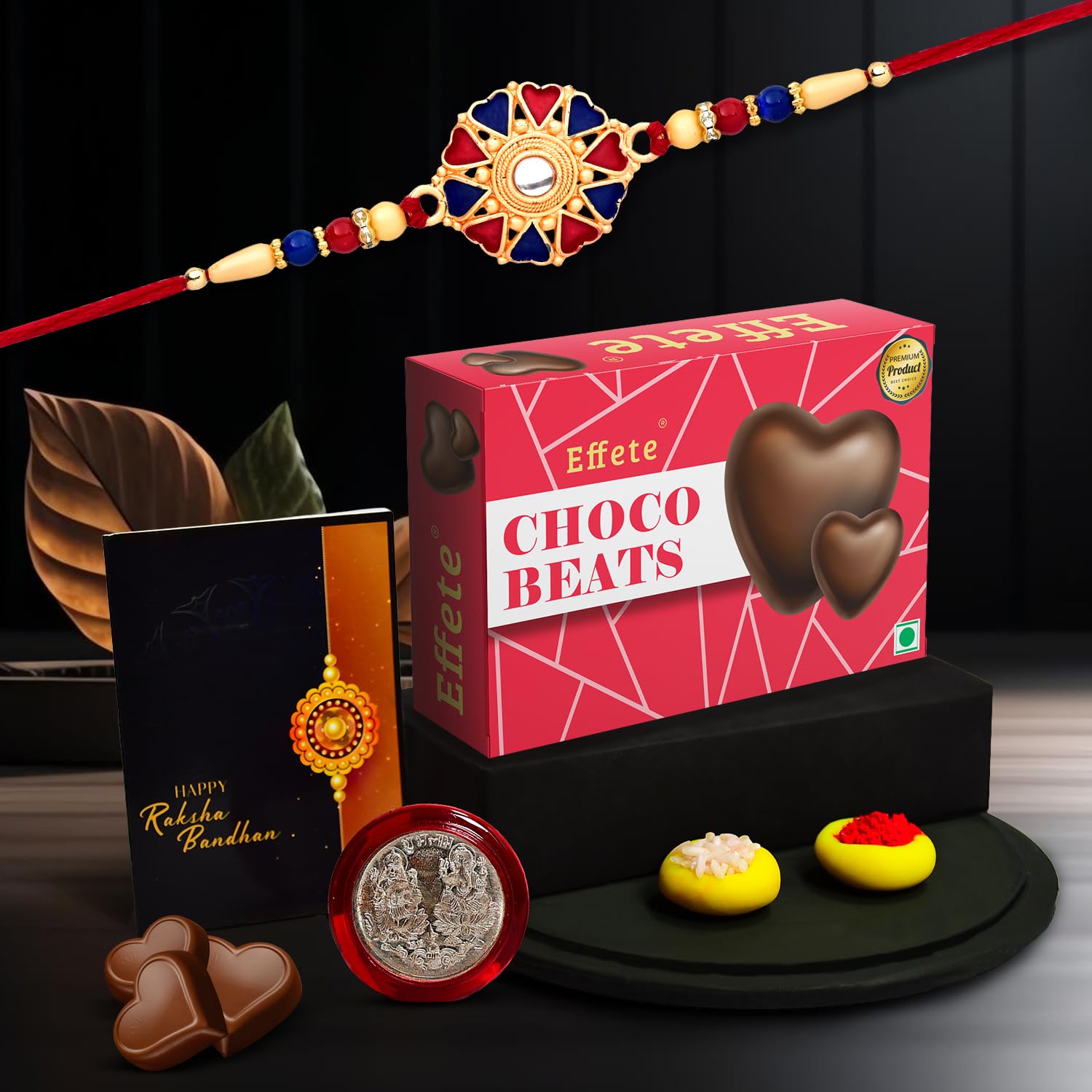 DeoDap (K1_536_CB32) Rakhi Combo with Chocolate Beats 32gm | stylish rakhi for brother | Rakhi & Chocolate for brother | rakhi brother | rakhi with gift | handmade rakhi | Set of 1