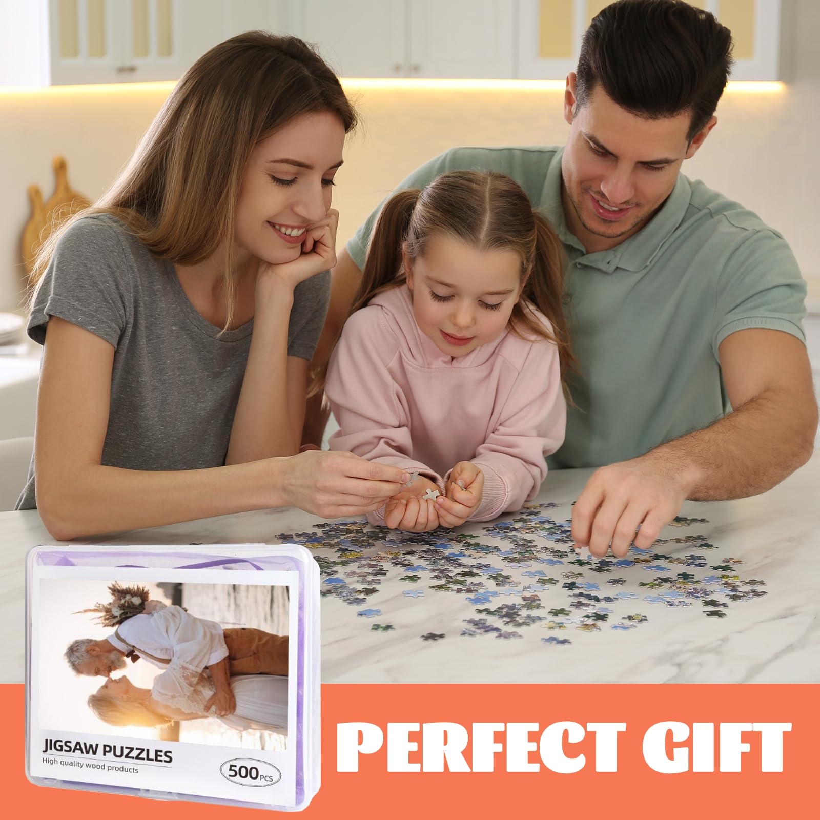 Custom Photo Jigsaw Puzzle - Personalized 300/500/1000 Piece Puzzle From Your Picture, Add Text - Great Gift For Family, Weddings, Pet Lovers - View #9