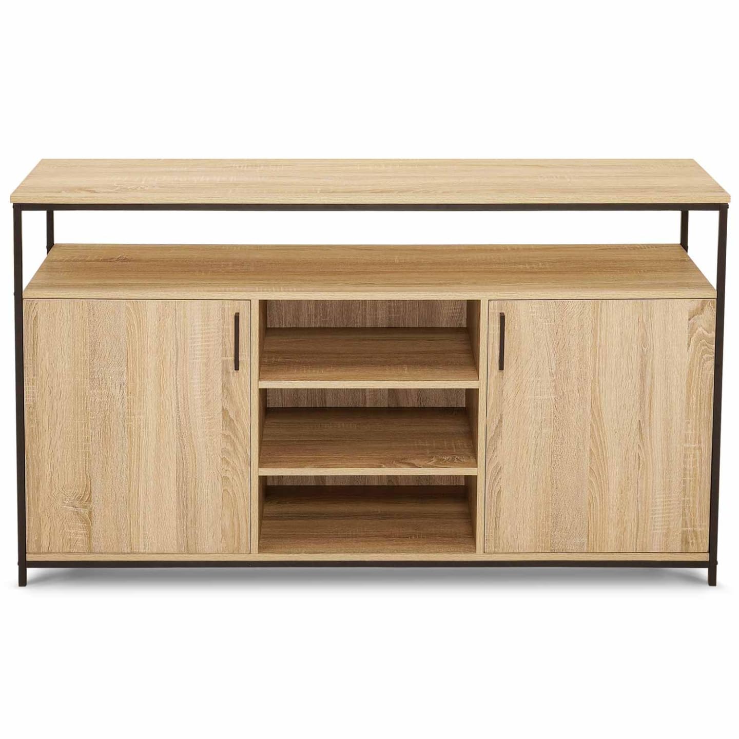 IDMarket - Aparador de 2 puertas y 3 estantes 140 cm Detroit Design Industrial