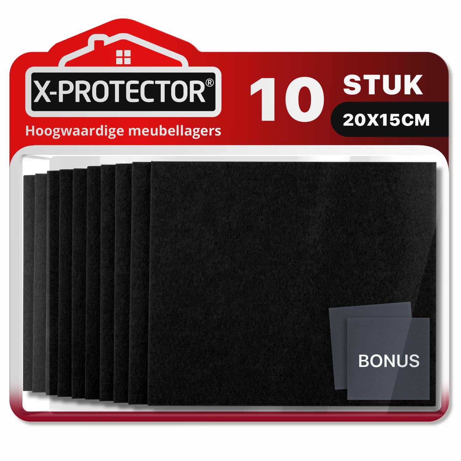 X-Protector Stoelpootbeschermers - 20 STUKS - Premium Viltstrips met Zelfklevende Achterkant - Rechthoekige Viltglijders voor Houten Vloeren - Snijd Anti kras vilt op het Formaat dat je Nodig Hebt