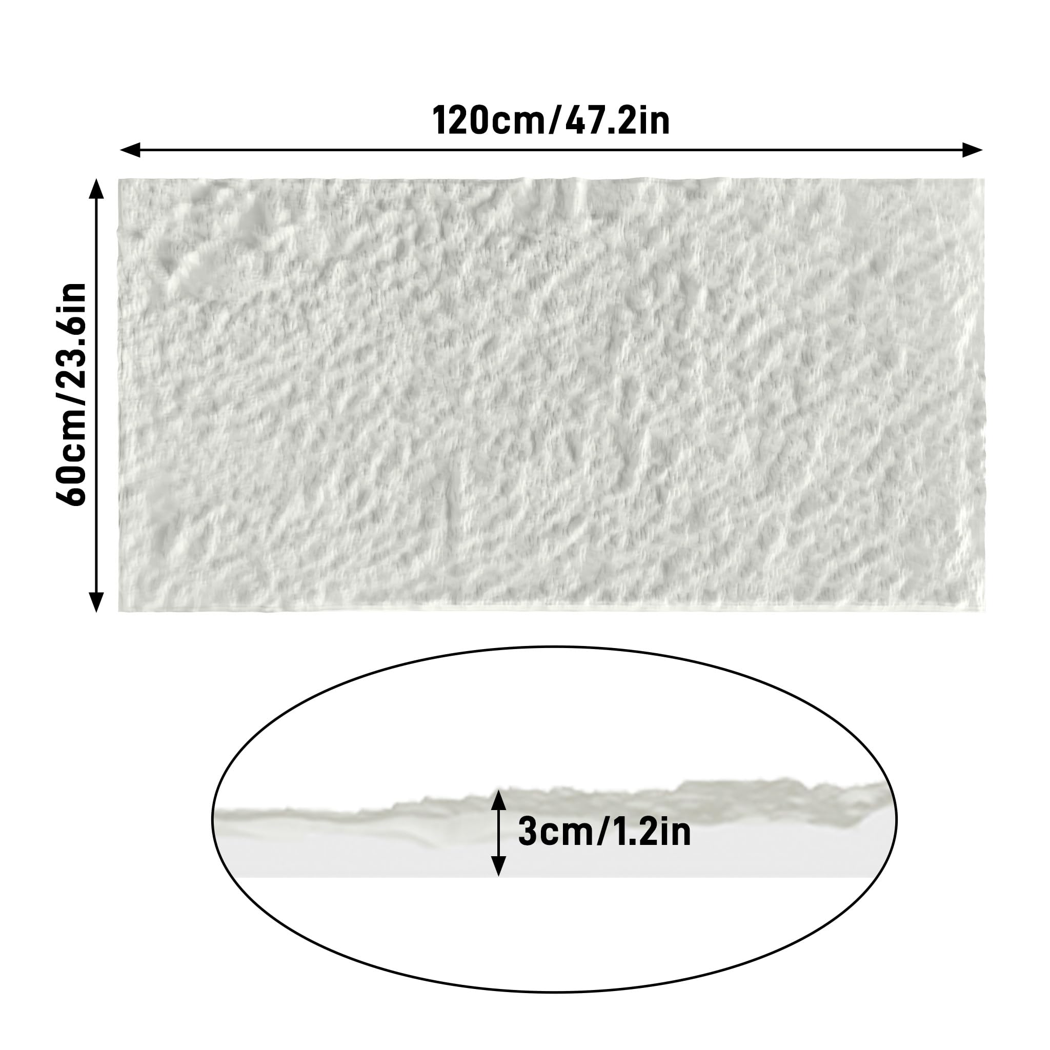YRHome PU 3D-Wandpaneele Steinoptik 120x60cm Cremeweiß, 3pcs(2,16 m²) 3cm Dicke Schimmelresistent & Pflegeleicht für Küche und Wohnzimmer