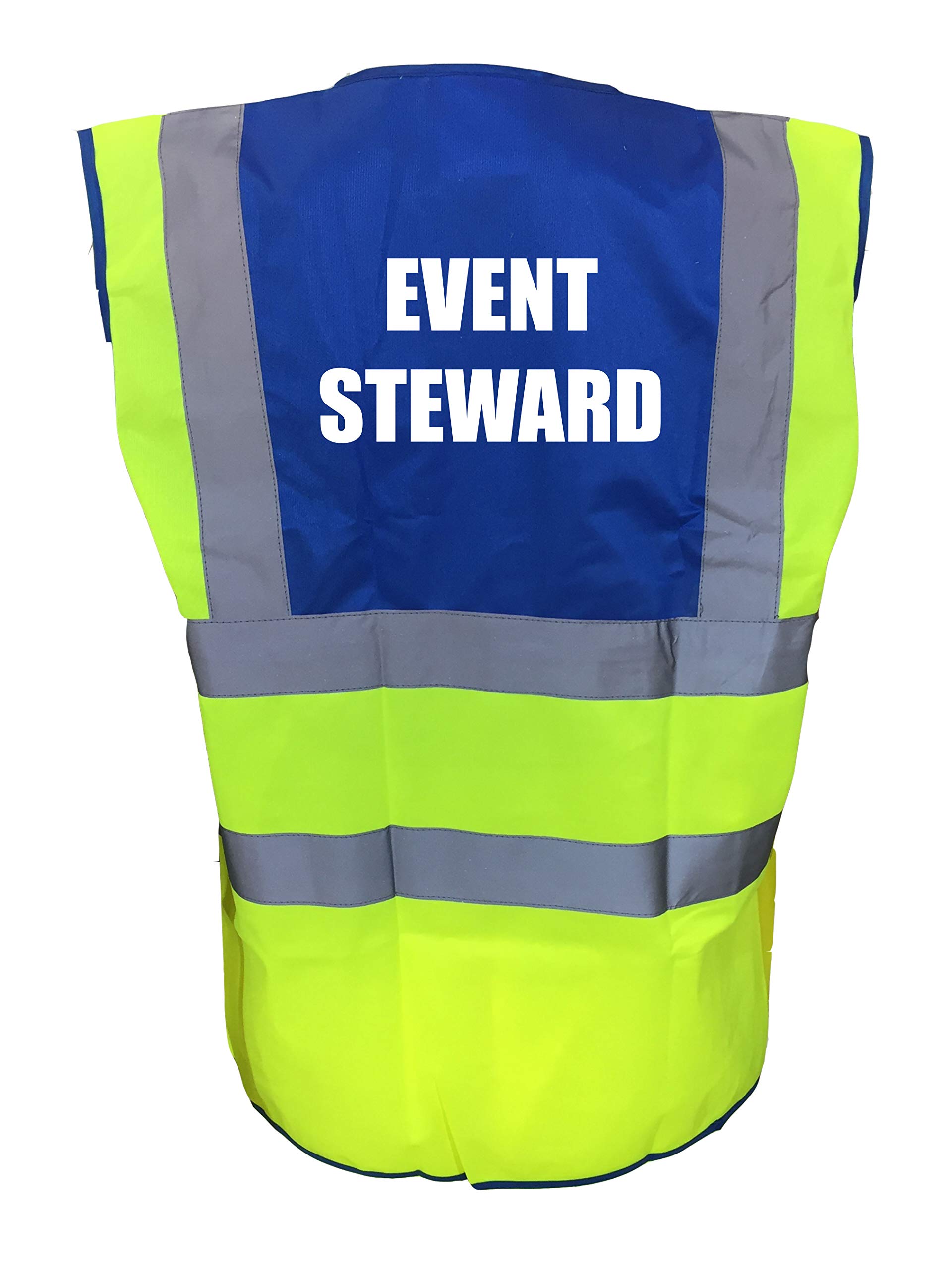 Brook Hi Vis Uk Unisex Yellow And Blue Event Steward Printed Hi Vis Vest/Waistcoat, Security Officer, Security Car Parking, Doorman, Bouncer, Events, Xxlarge
