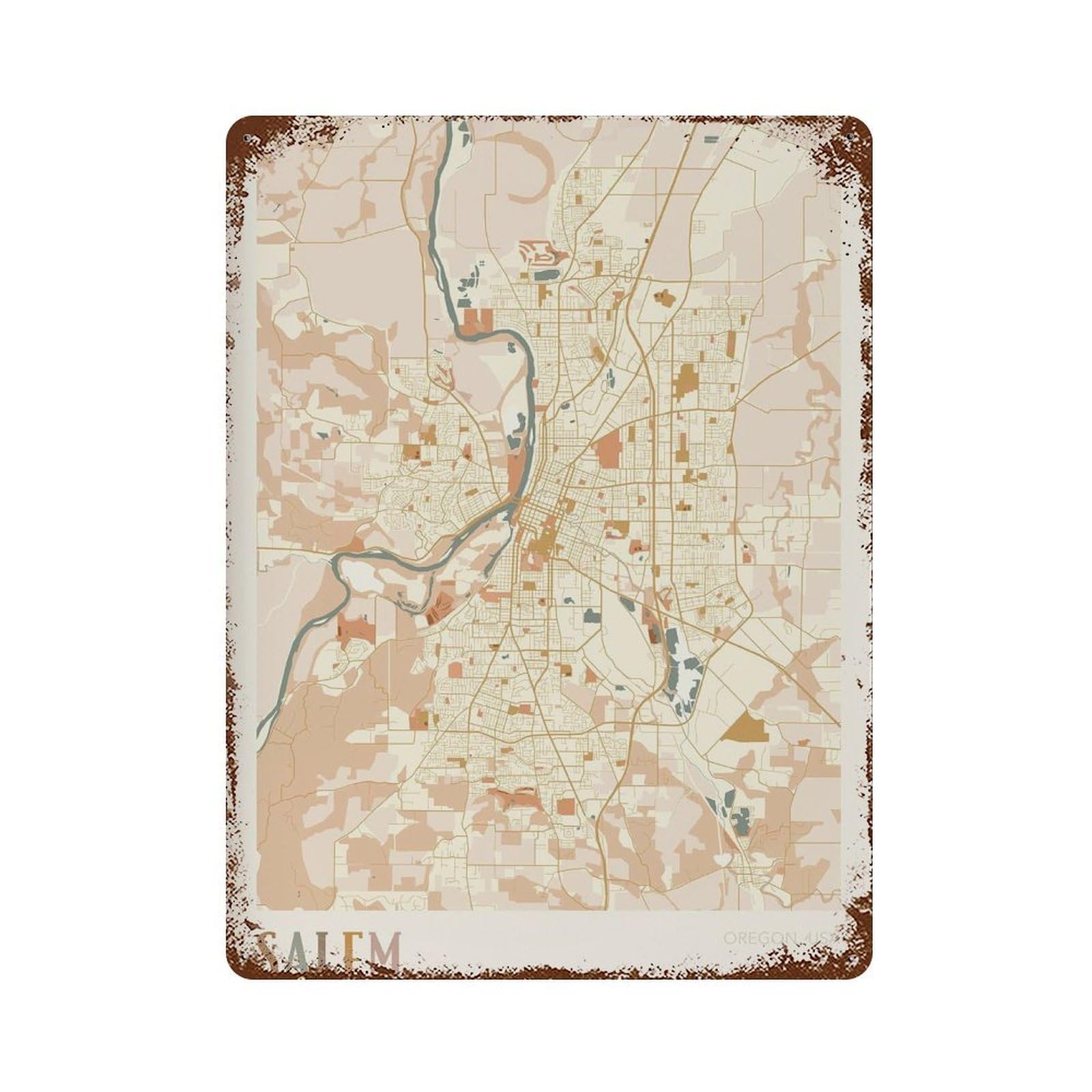xiaoxiaoshen Salem Map Oregon Travel Gift Boho Wall Decor Art Metal Tin Poster Modern Home Decor Art Home Bar Shop Decorations Vintage Sign 40x30cm