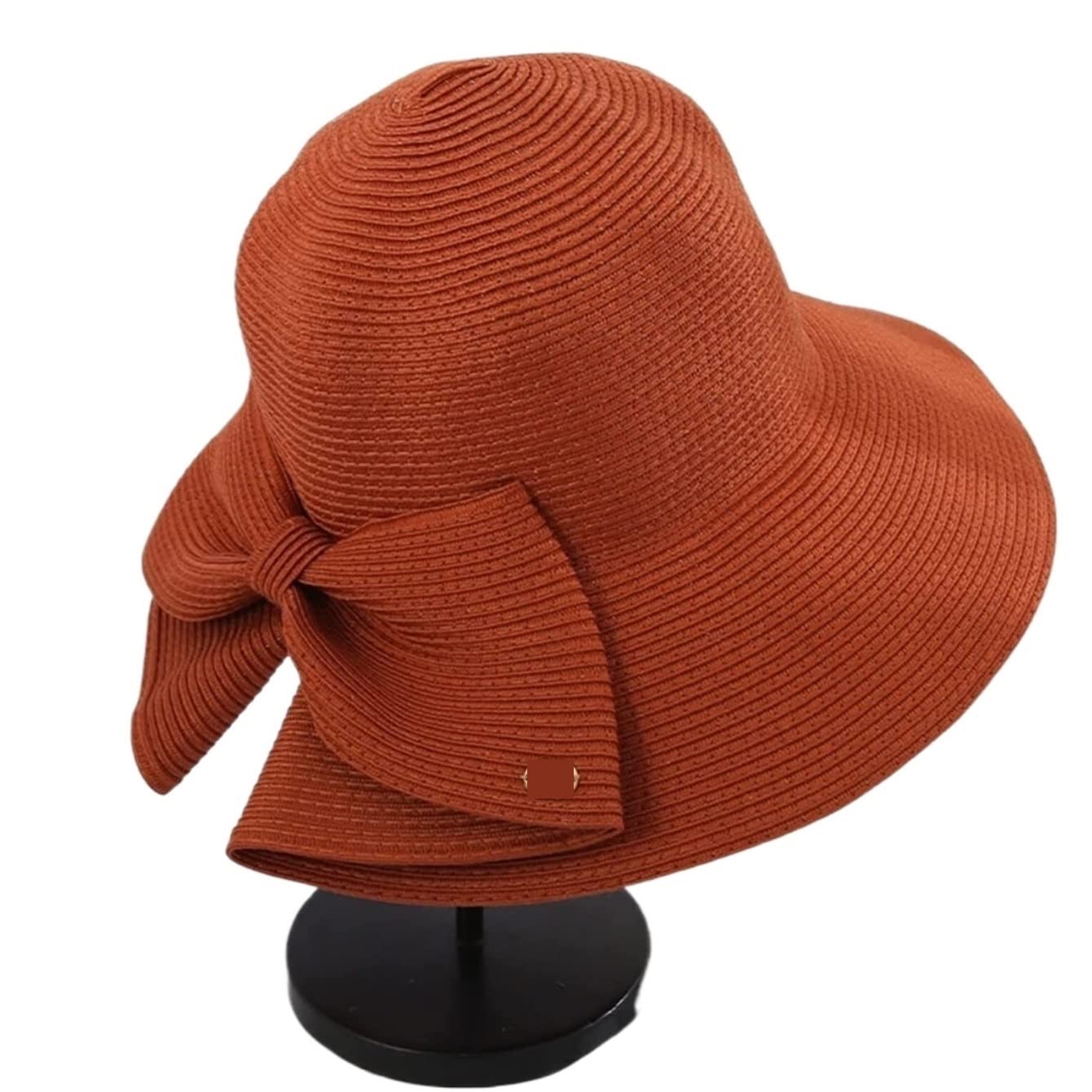 LNNSHX Sombrero de Playa para Mujer Sol de ala Ancha Paja Plegable para Mujer Vacaciones al Aire Libre (Blauw: geel Tamaño 56-58 cm) (Beige 6 7/87