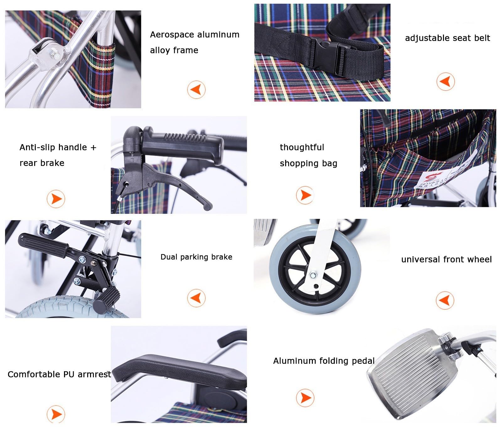 Silla De Ruedas Manual Ligera,Silla De Ruedas Plegable Portátil Silla De Ruedas Multifunción Hogar Ancianos Discapacitados Scooter Frolley Walking Aids A