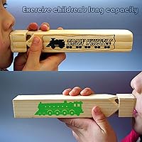 Vista 6 de MYUBWTF Silbato de Tren de Madera Sólida 4 Tonos, Juguetes para Hacer Ruido y Silbato de Conductor para Fiesta de Cumpleaños, Premio de Carnaval