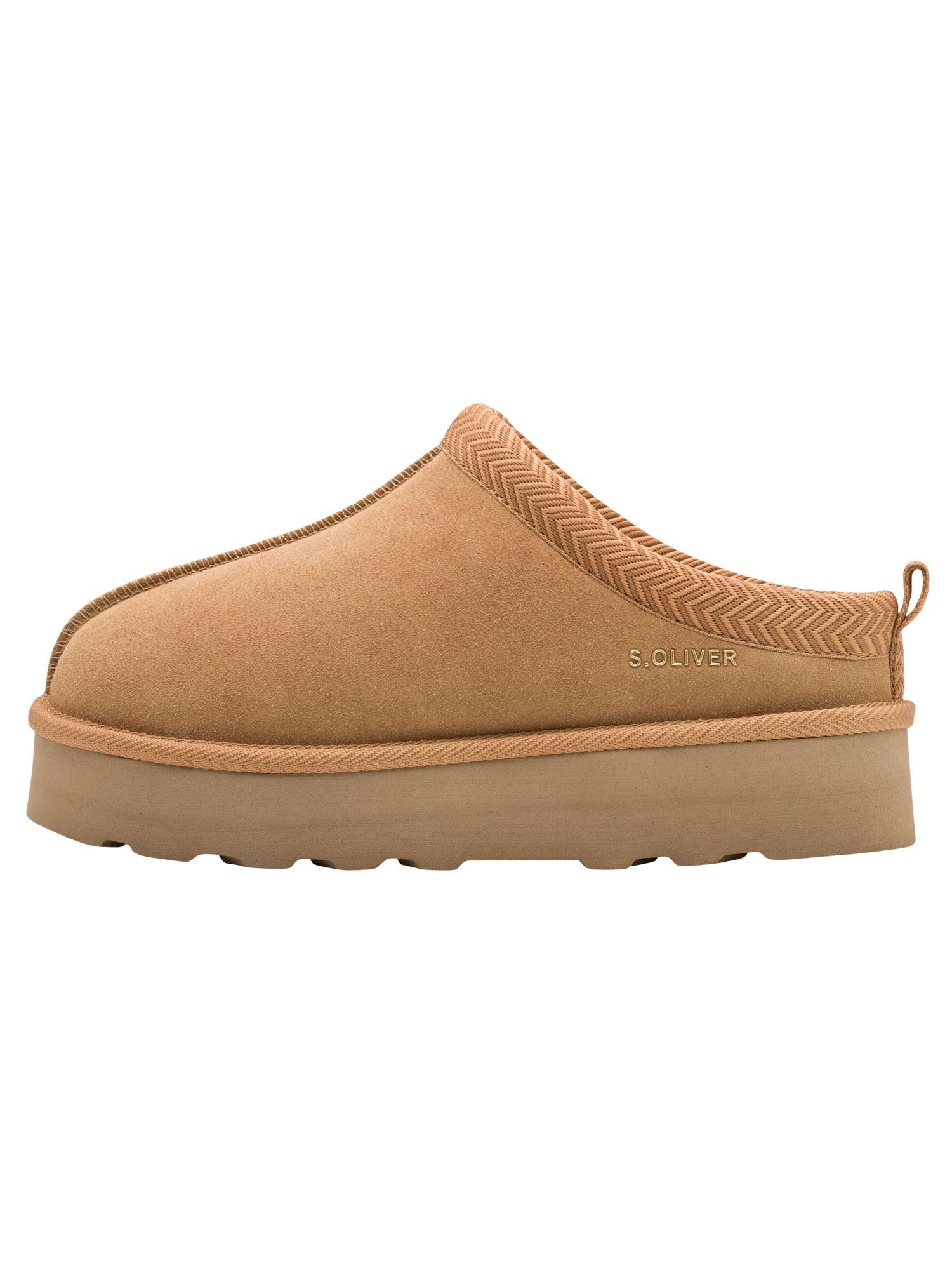 s.Oliver Damen Pantoletten aus Leder zum Reinschlüpfen, Braun (Cognac), 40 EU