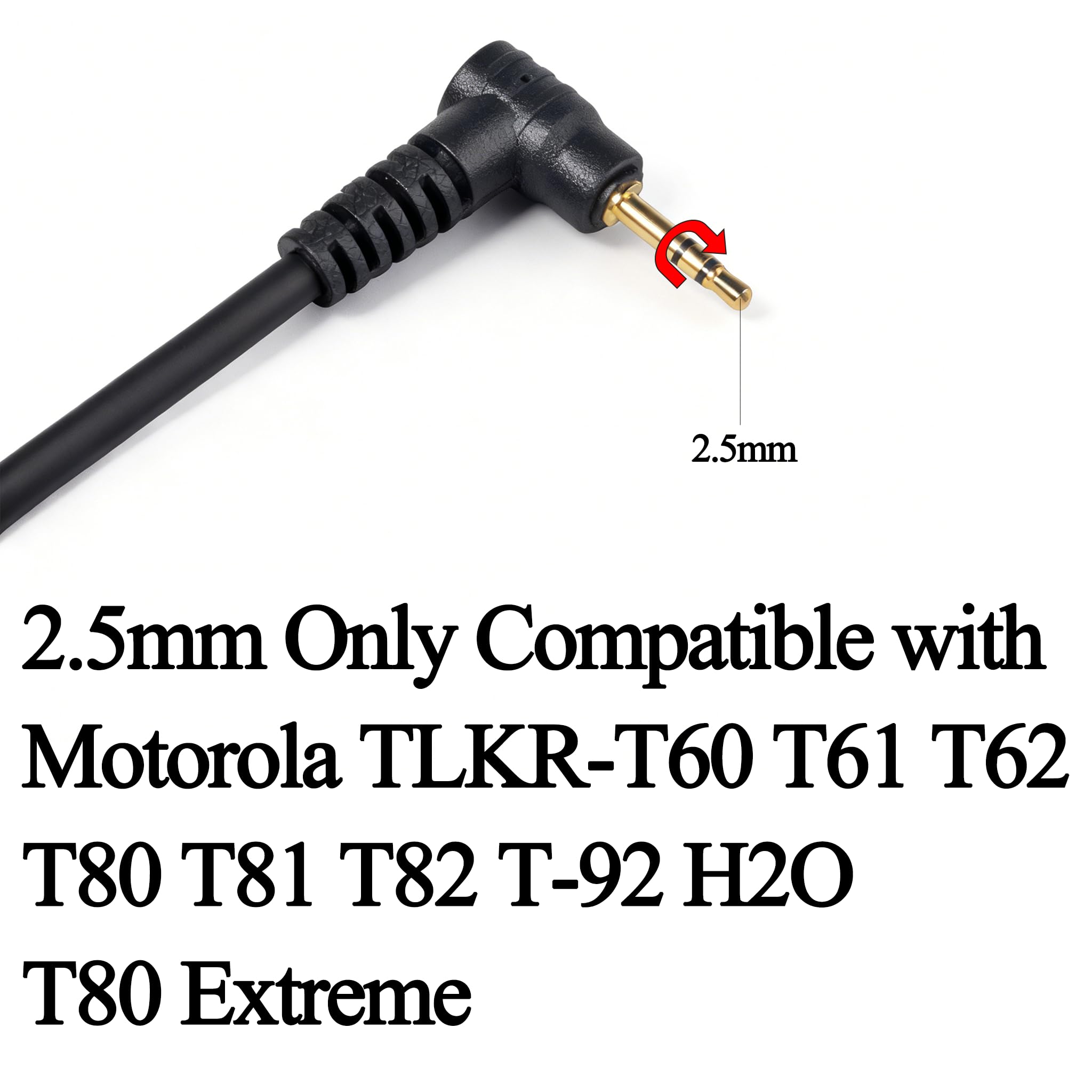 HYS 2.5mm 1-Pin Hombro Micrófono Altavoz Compatible con Motorola TLKR-T60 T61 T62 T80 T81 T82 T-92 H2O T80 Extreme Walkie Talkie (BX023)