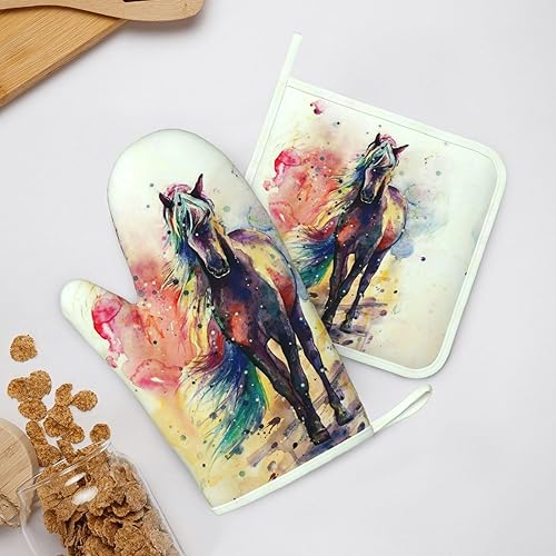 Miniatura 27 de Juego de guantes de horno y soportes para ollas con patrón de videojuegos retro, resistentes al calor, antideslizantes, de silicona, con guantes