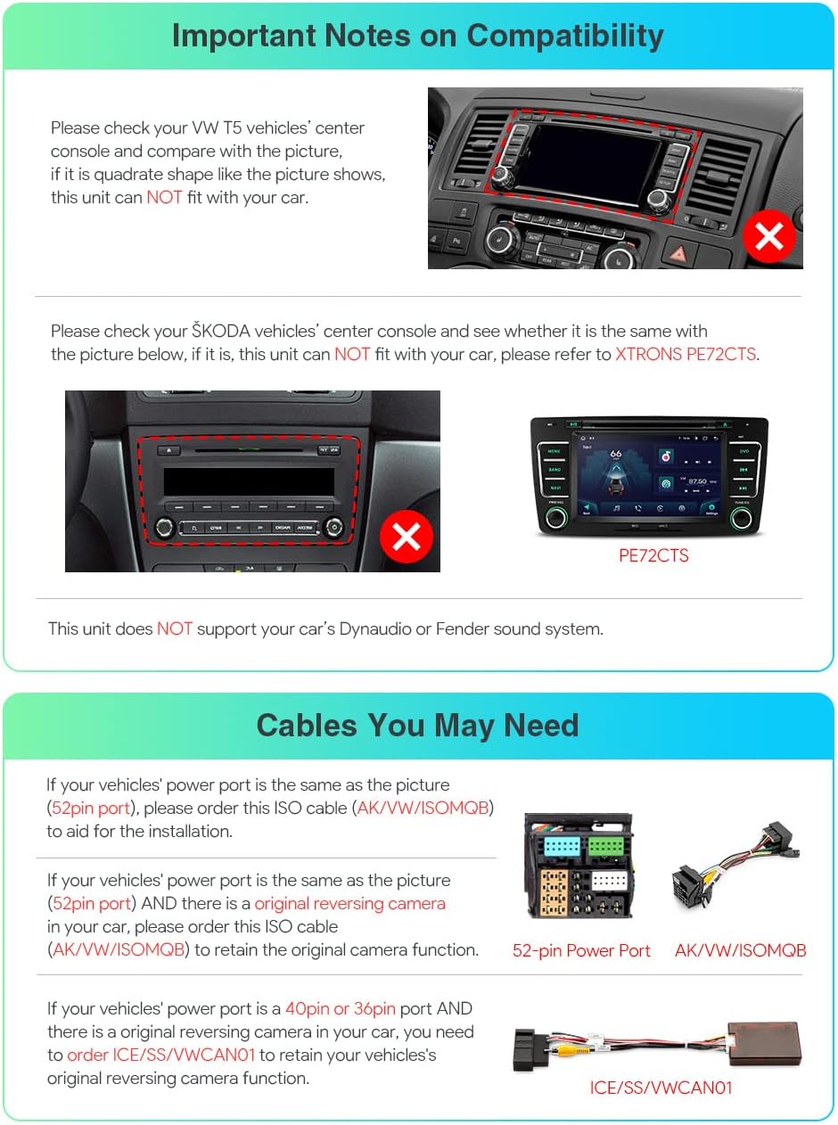 Detailed wiring diagram for the XTRONS car stereo, showing connections for power, speakers, antennas, USB, and other peripherals.