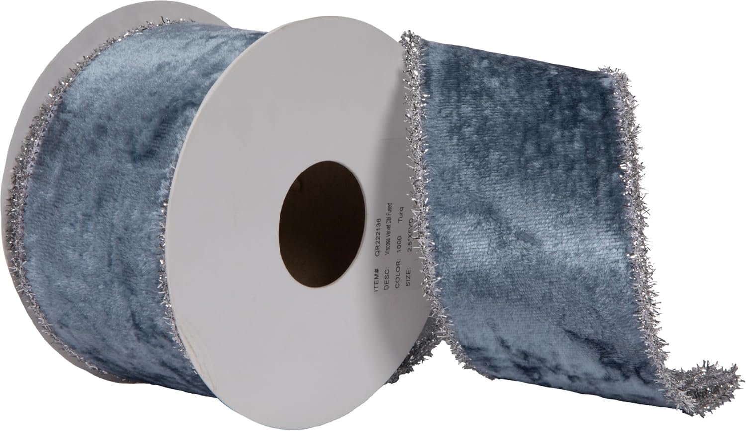 Vickerman 2.5インチ x 5ヤード ターコイズ ビスコース ベルベット ダブルヒューズリボン