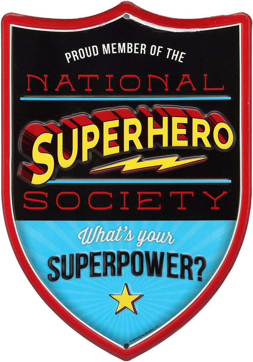 Open Road Brands National Superhero Society Embossed Metal Sign