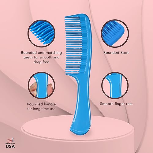 Miniatura 25 de Allegro Combs 1003 - Peine para el cabello con dientes anchos, peine de ducha para cabello rizado, desenredante húmedo o seco, peines para mujer
